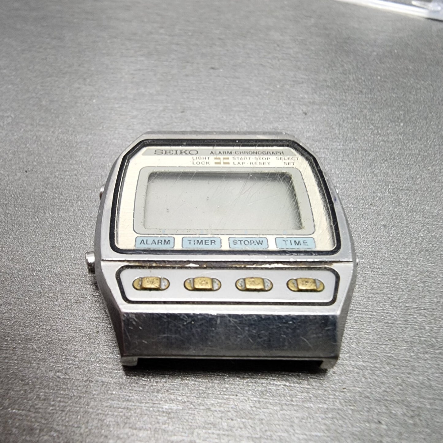 Seiko Digital Watch Men 32mm LCD Silver Tone Alarm Chronograph A547-5040 PARTS