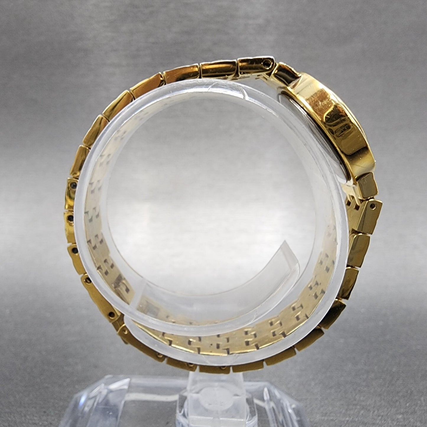 Cyma Watch Women 21mm MOP Dial Gold Tone Crystal bezel Round New Battery