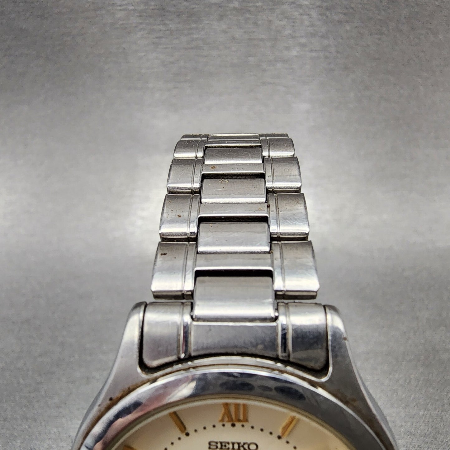 Seiko Spirit Watch Men 34mm Cream Dial Silver Tone Date 7n42-6110 New Battery
