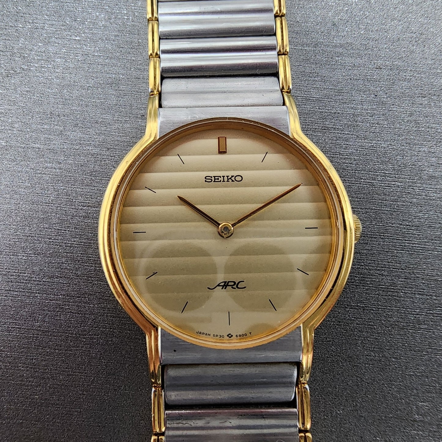 Seiko Arc Watch Men 30mm Champagne Dial Two Tone Round 5P30-6A70 PARTS