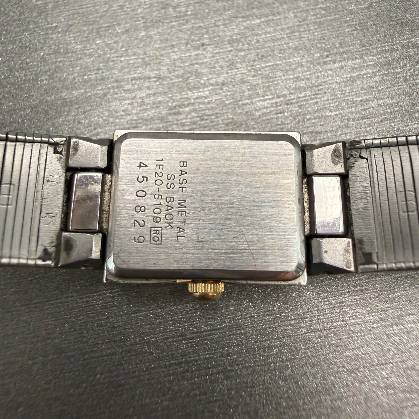 Seiko Watch Women 13mm Silver Dial Two Tone Rectangle 1E20-5109 Vintage New Batt10
