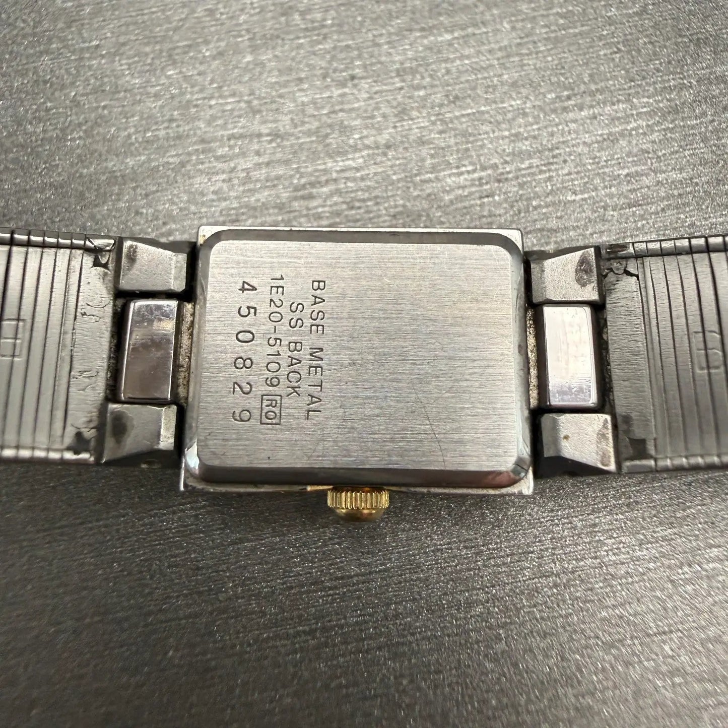 Seiko Watch Women 13mm Silver Dial Two Tone Rectangle 1E20-5109 Vintage New Batt10