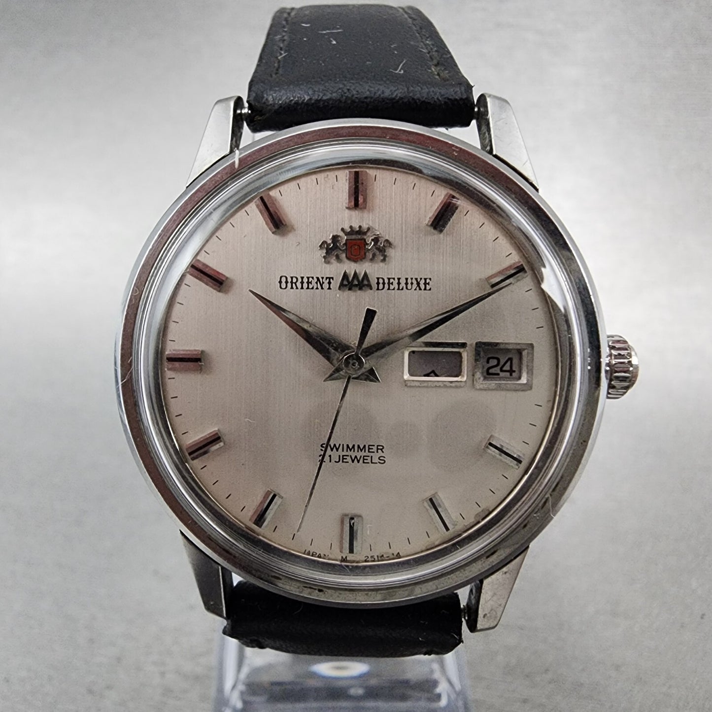 Orient AAA Deluxe Watch Men 35mm Silver Dial Steel Daydate Automatic READ!! RUNS