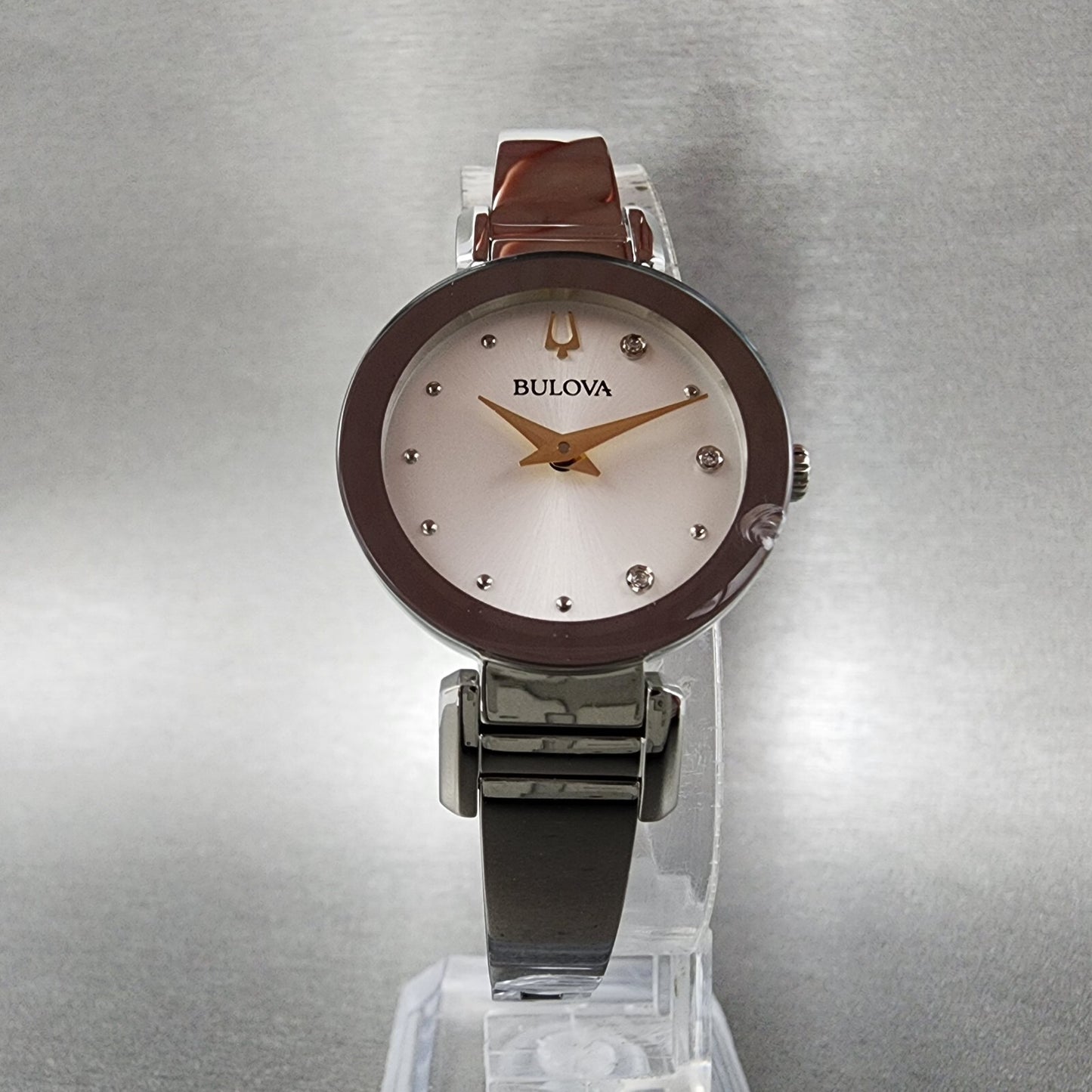 Bulova Marc Anthony Watch Women 26mm White Dial Silver Tone Diamond Accents B123