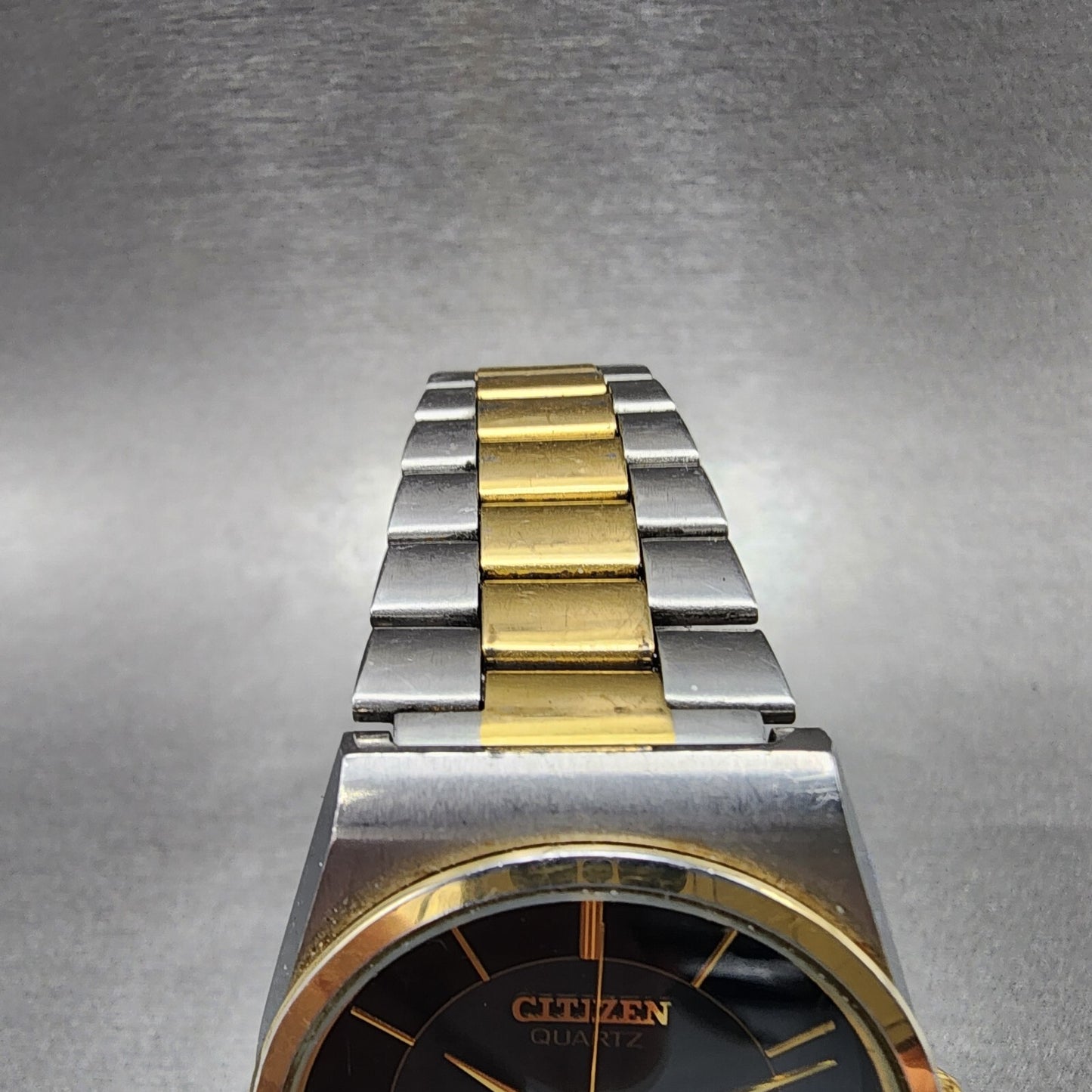 Citizen CQ Watch Men 34mm Black Dial Two Tone Daydate Round 6101-T15588 New Batt