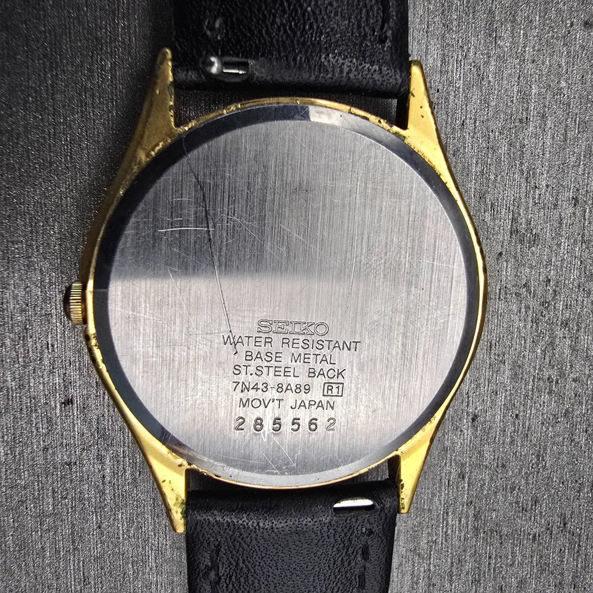 Seiko Watch Men 34mm Gold Dial Gold Tone Daydate Round 7N43-8A89 New Battery VTG10