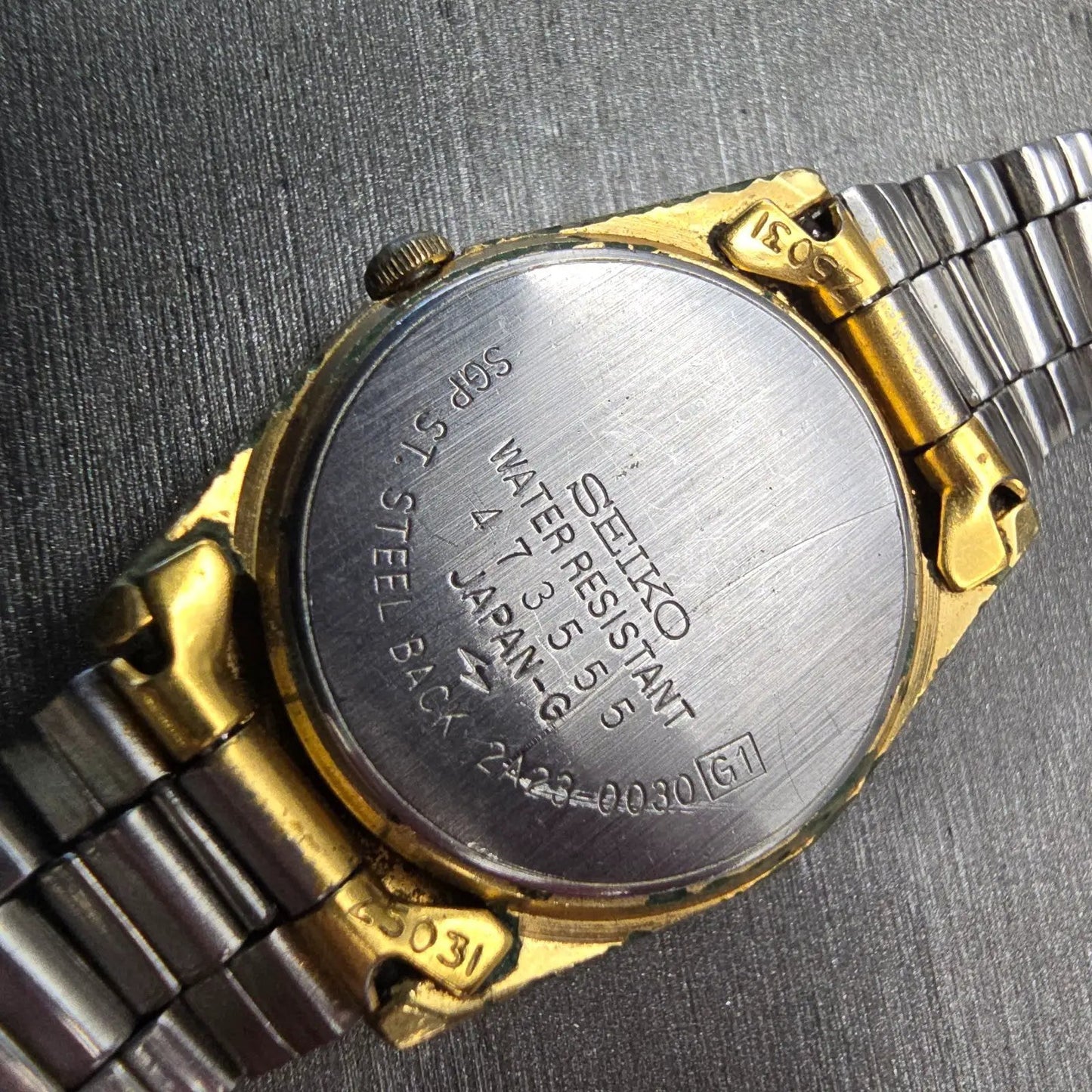 Seiko SQ Watch Women 24mm Gold Dial Gold Tone Daydate Round 2A20-0030 New Batt10