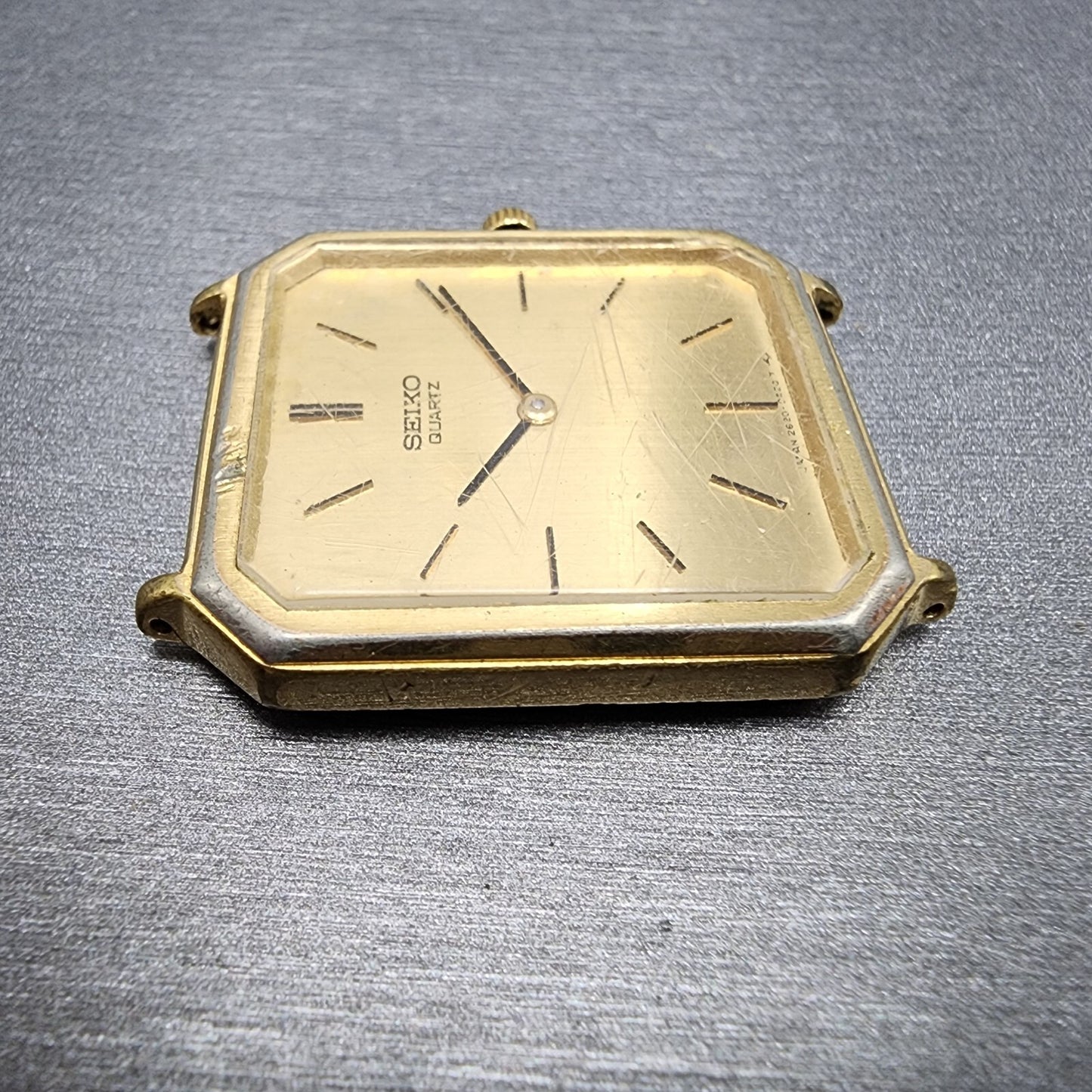 Seiko Tank Watch Men 29mm Gold Dial Gold Tone Octagon 2620-5270 PARTS VTG
