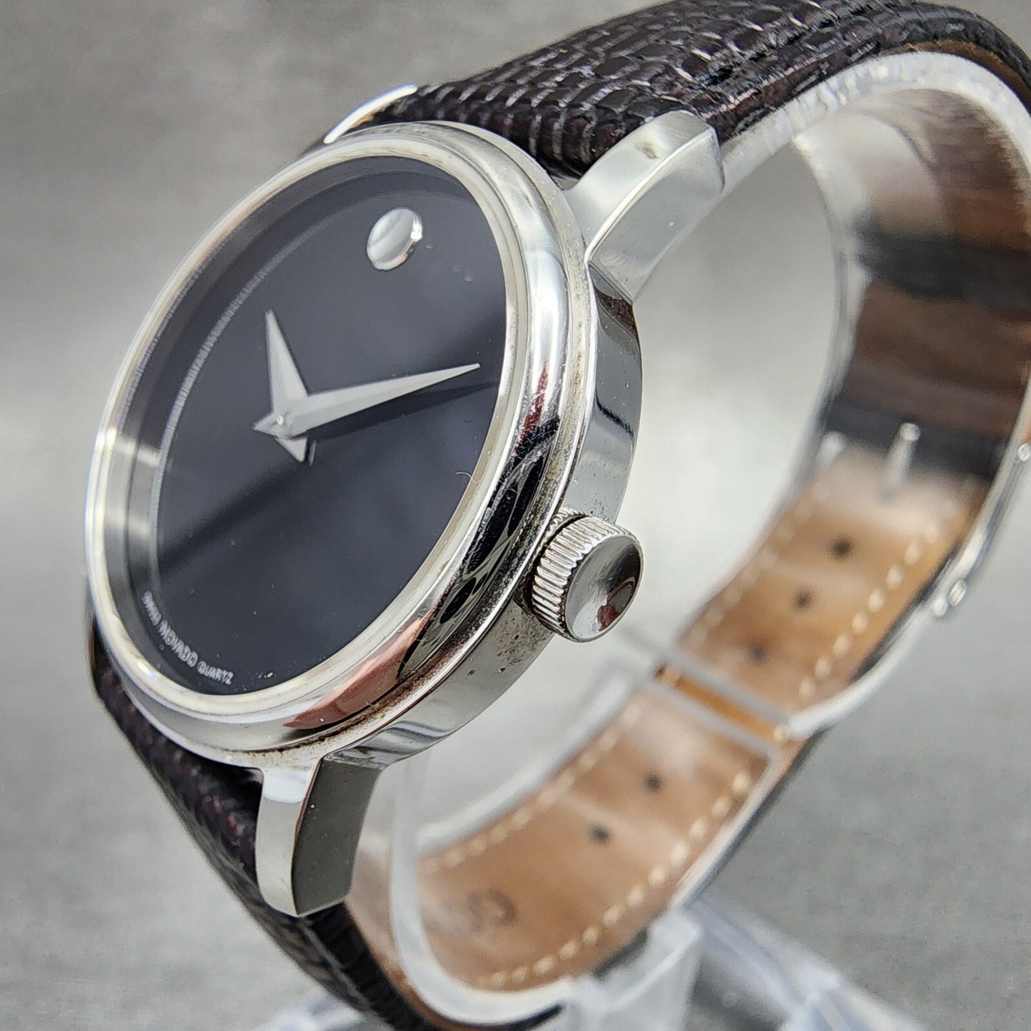 Movado Museum Watch Women 27mm Black Dial Stainless Steel Round New Battery