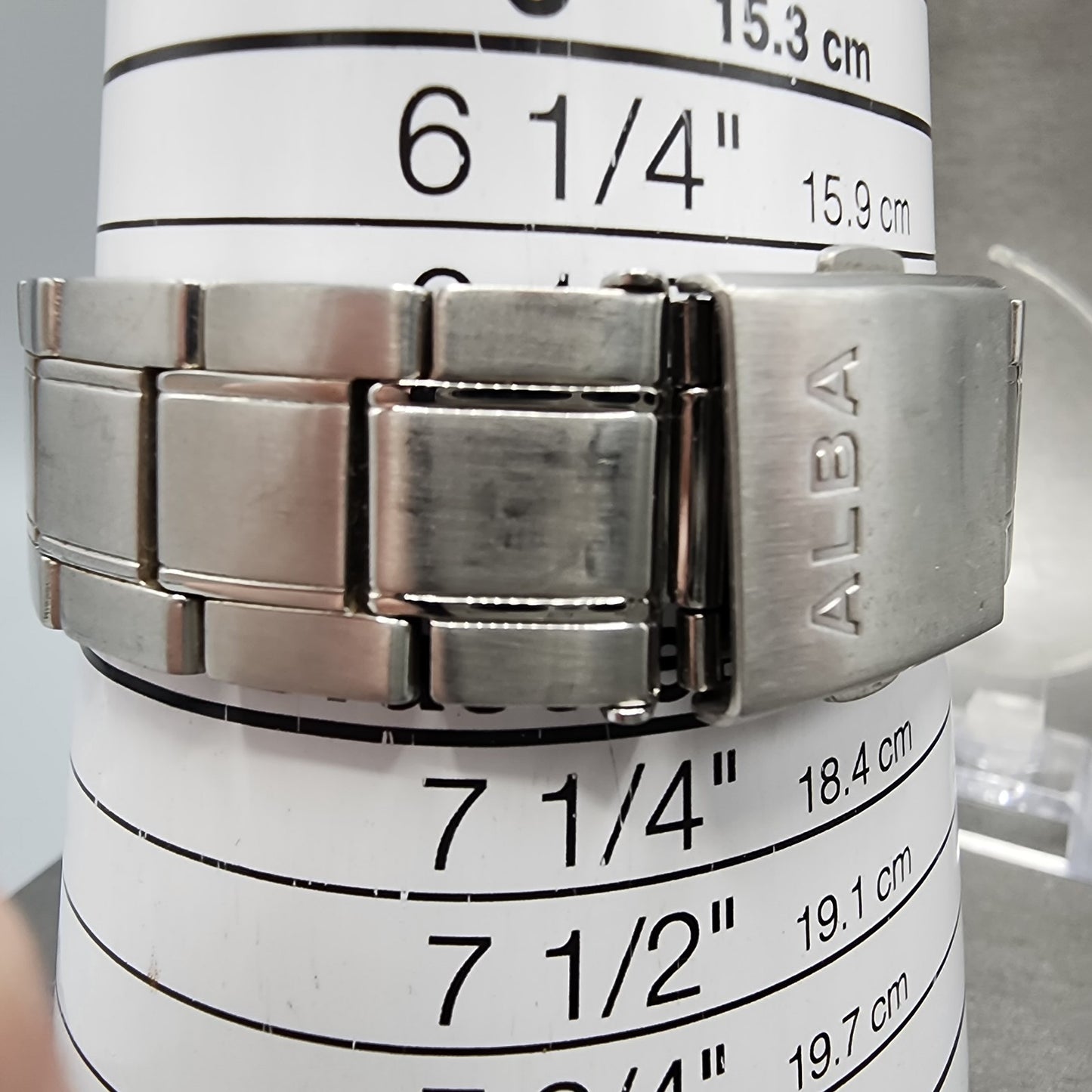 Seiko ALBA Solar Watch Men 36mm Black Dial Silver Tone Daydate Round V158 Runs10