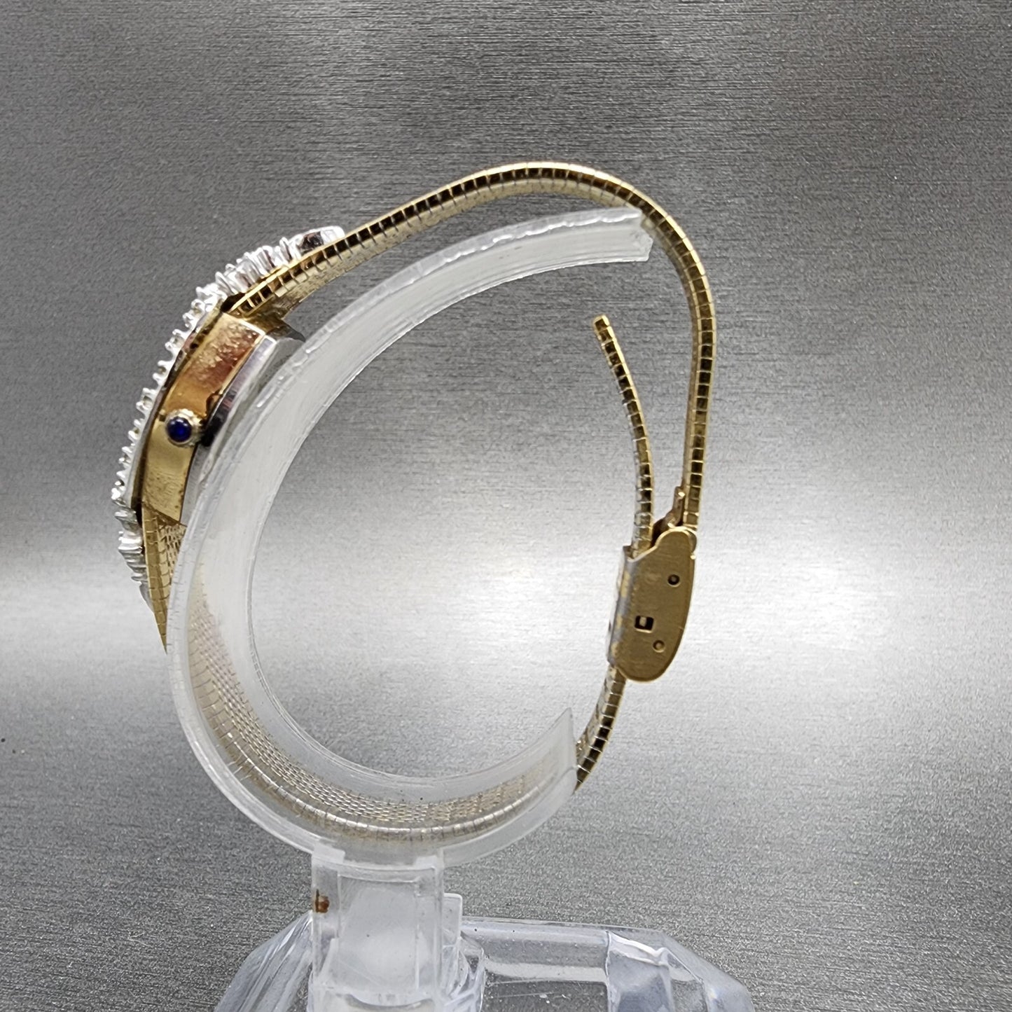 Lucien Piccard Dufonte Watch Women 16mm Champagne Dial Gold Tone Sapphire Bezel