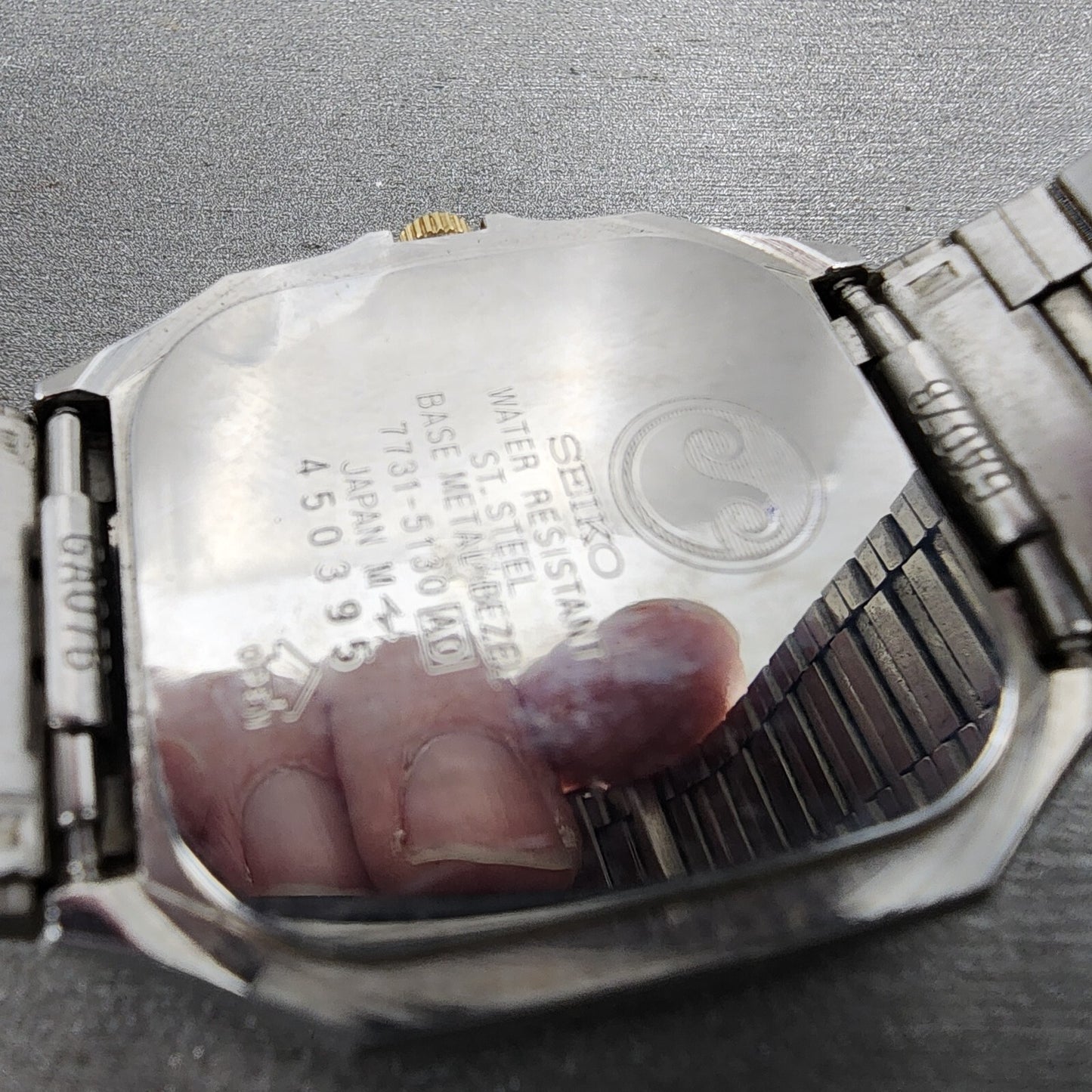 Seiko Chronos Watch Men 31mm Gold Dial Two Tone Octagon 7731-5130 New Battery