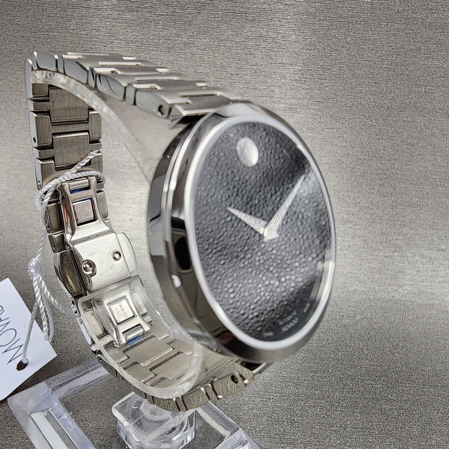 Movado Muesem Automatic Watch Women 32mm Black Dial Steel Date Round 0607678
