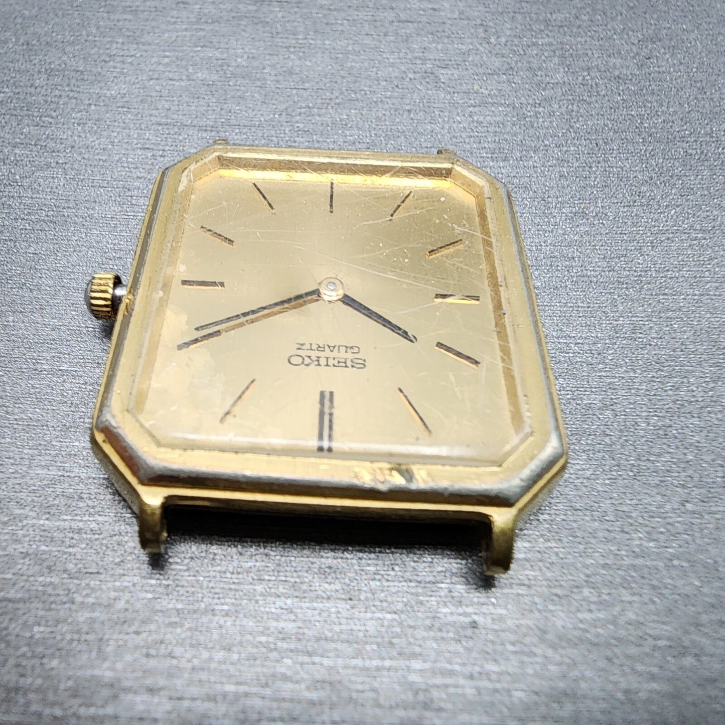 Seiko Tank Watch Men 29mm Gold Dial Gold Tone Octagon 2620-5270 PARTS VTG