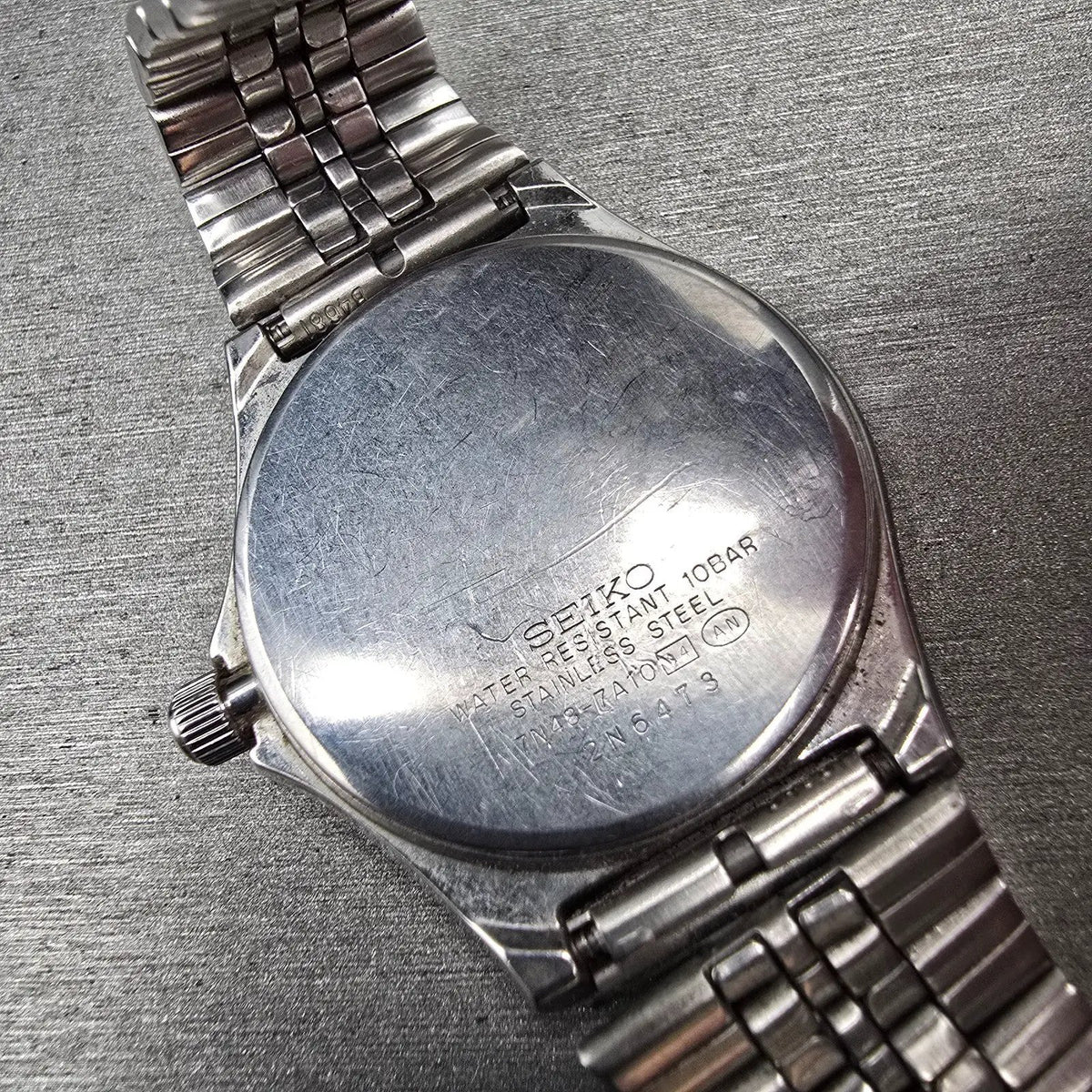 Seiko Spirit Watch Men 34mm Black Dial Silver Tone Daydate 7N48-7A10 New Battery10