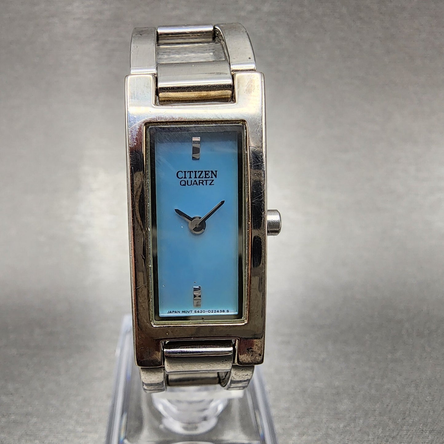 Citizen Tank Watch Women 15mm MOP Dial Silver Tone Rectangle 5421-S98985 New Bat