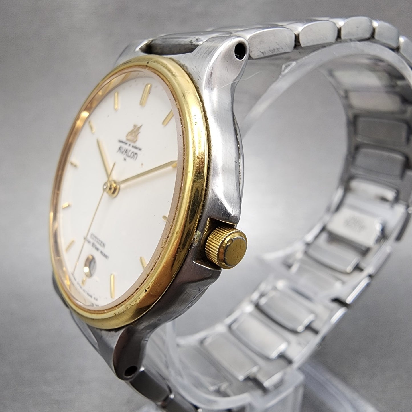 Citizen Avalon Watch Men 31mm White Dial Two Tone Date 4710-470192 New Battery