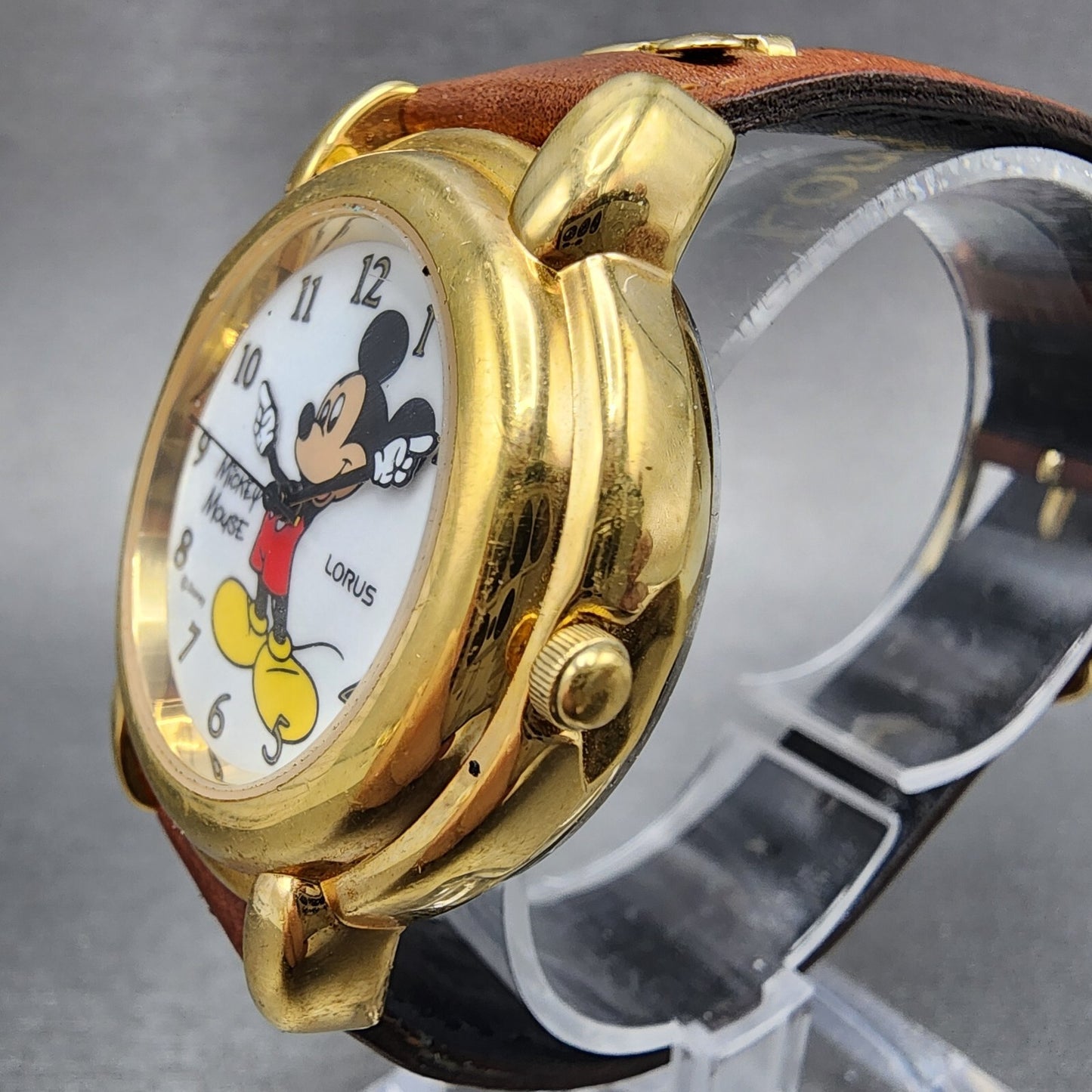 Lorus Mickey Mouse 36mm Watch Men White Dial Gold Tone V52t-x001 New Battery