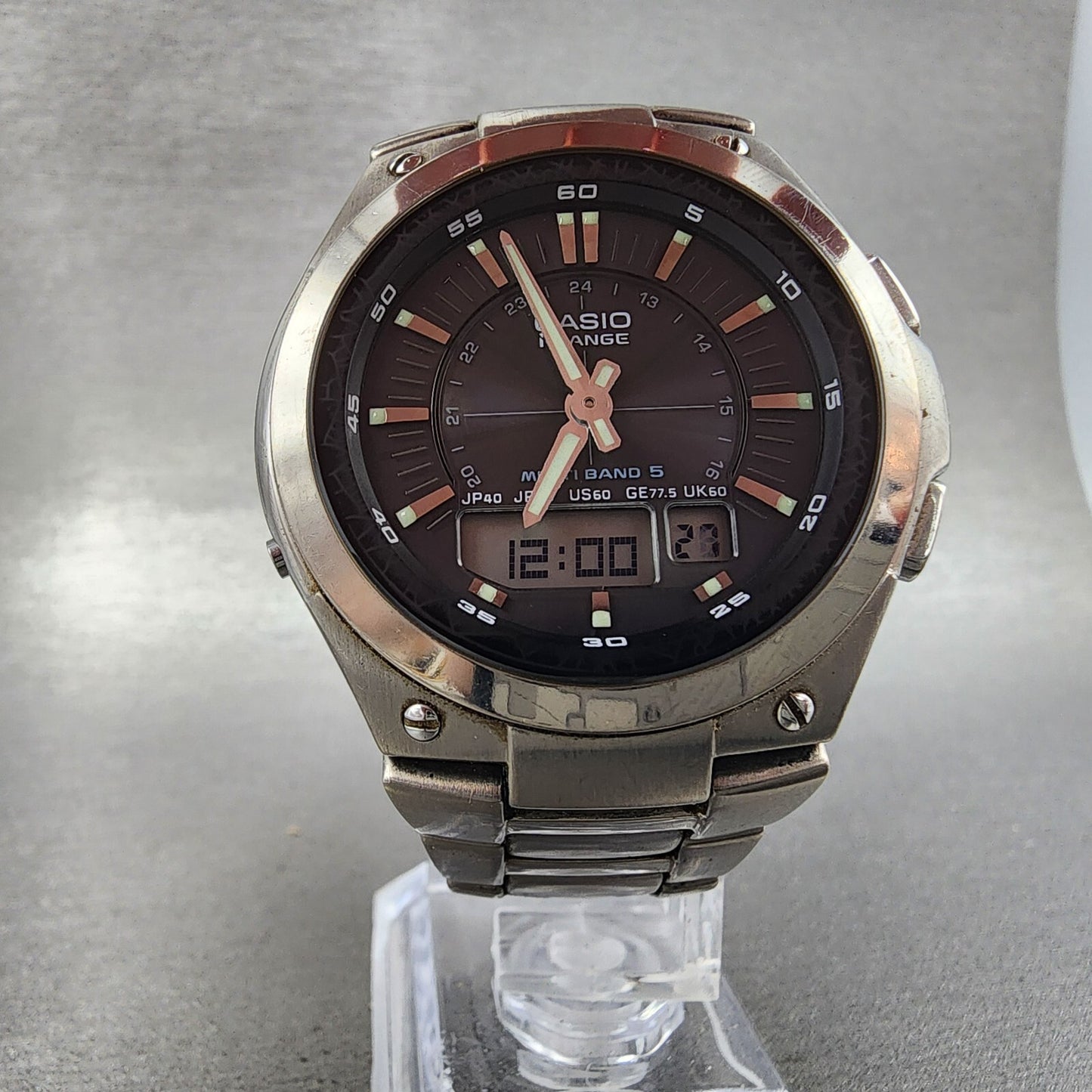 Casio I-Range Watch Men 41mm Black Dial Analog Digital Titanium IRW-M10T Works