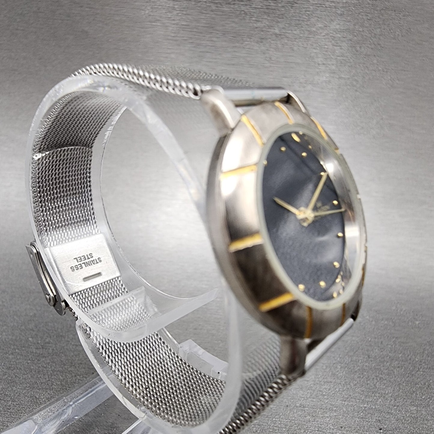 Skagen Watch Women 25mm Black Dial Two Tone Round 3SGSB Mesh Nand New Battery