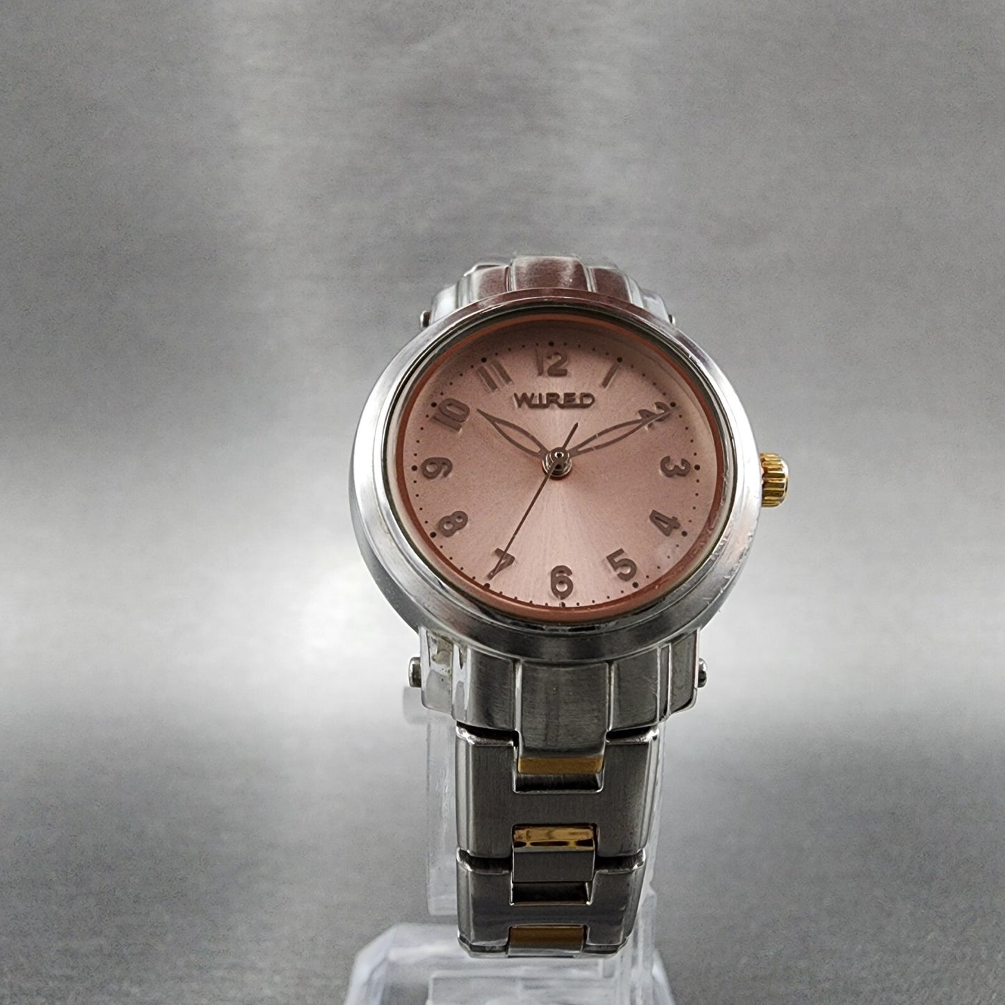 Seiko Wired Watch Women 25mm Pink Dial Two Tone Round 7N01-0CN0 New Battery