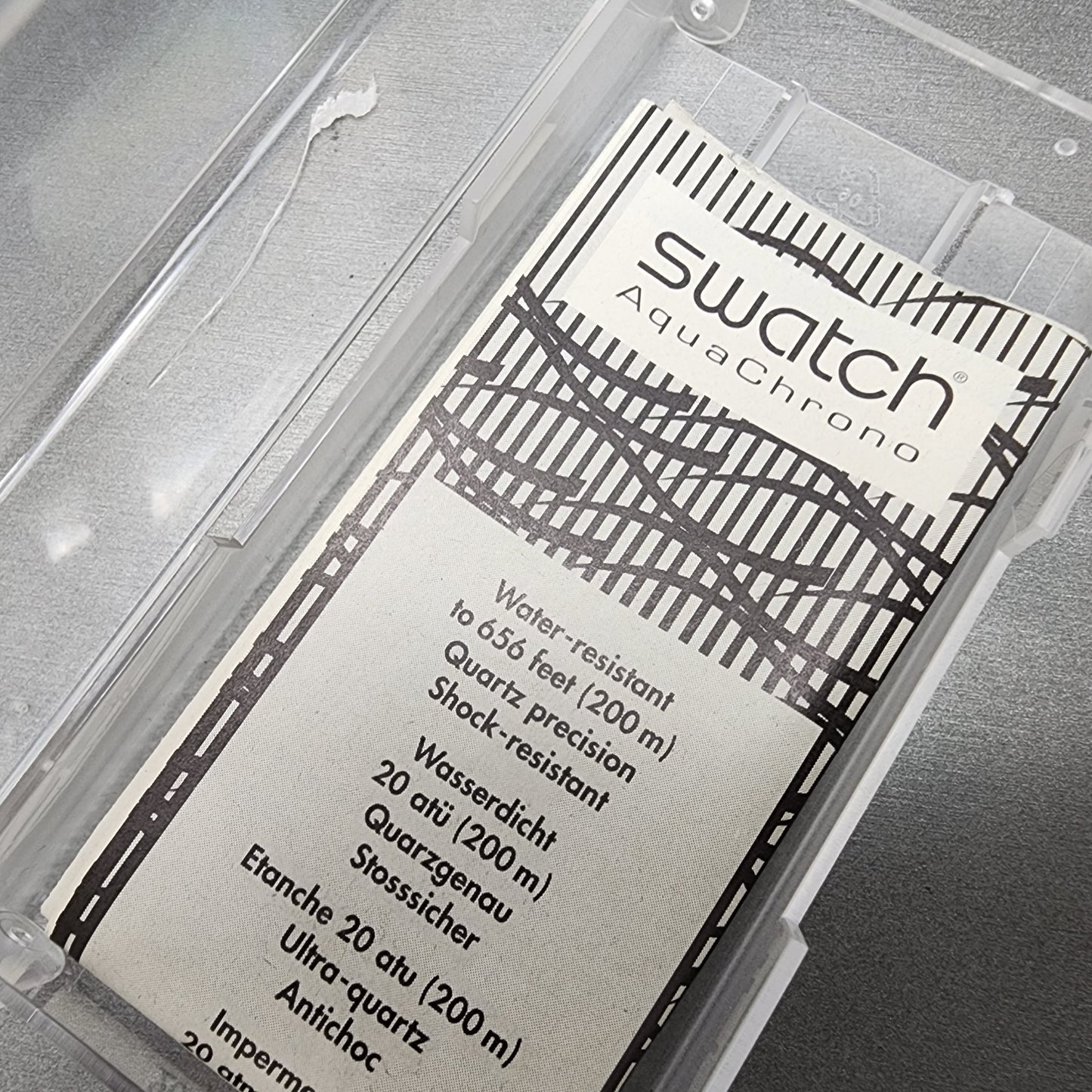 Swatch Aquachrono Watch Men 43mm Silver Dial Clear Case Round SBK117 READ!!!!