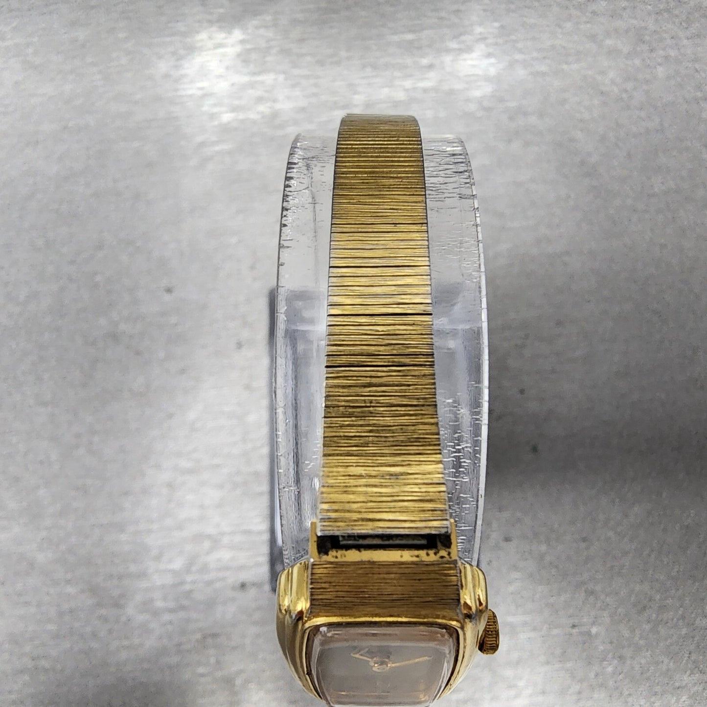 VTG Citizen Seven Watch Women 16mm Brown Dial Gold Tone Rectangle New Battery