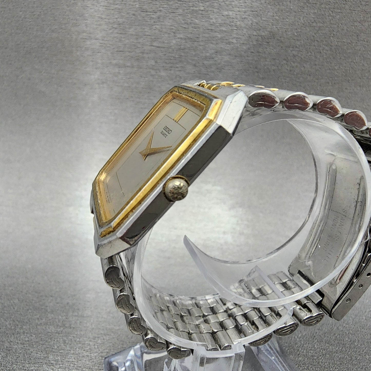 VTG Seiko Watch Men 30mm Silver Dial Two Tone Octagon 6430-5269 New Battery