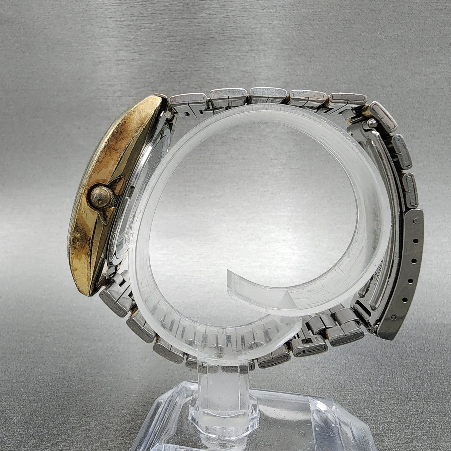 Seiko Automatic Watch Men 39mm Gold Dial Gold Tone Daydate Oval 7006-5009 Runs
