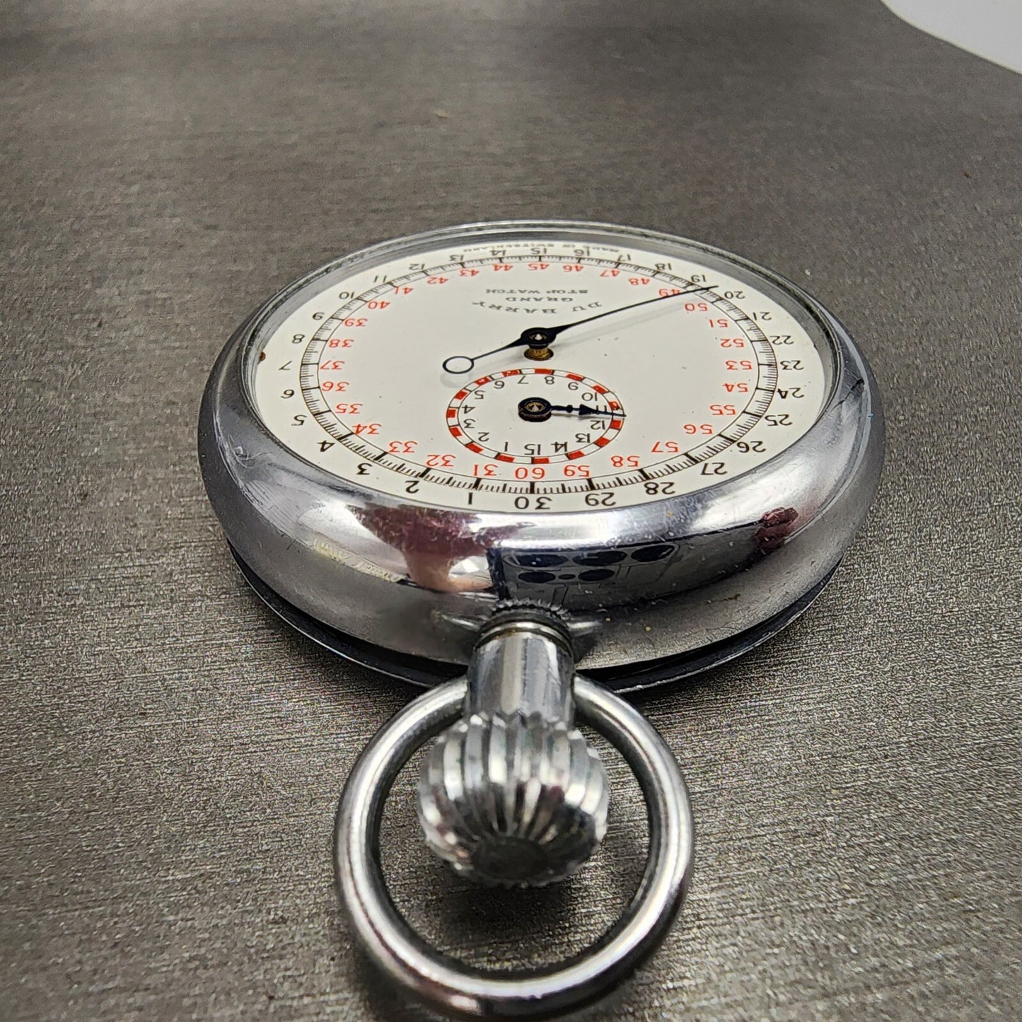 Du Barry Grand Stop Watch Sports Timer 49mm White Dial Silver Tone Manual PARTS