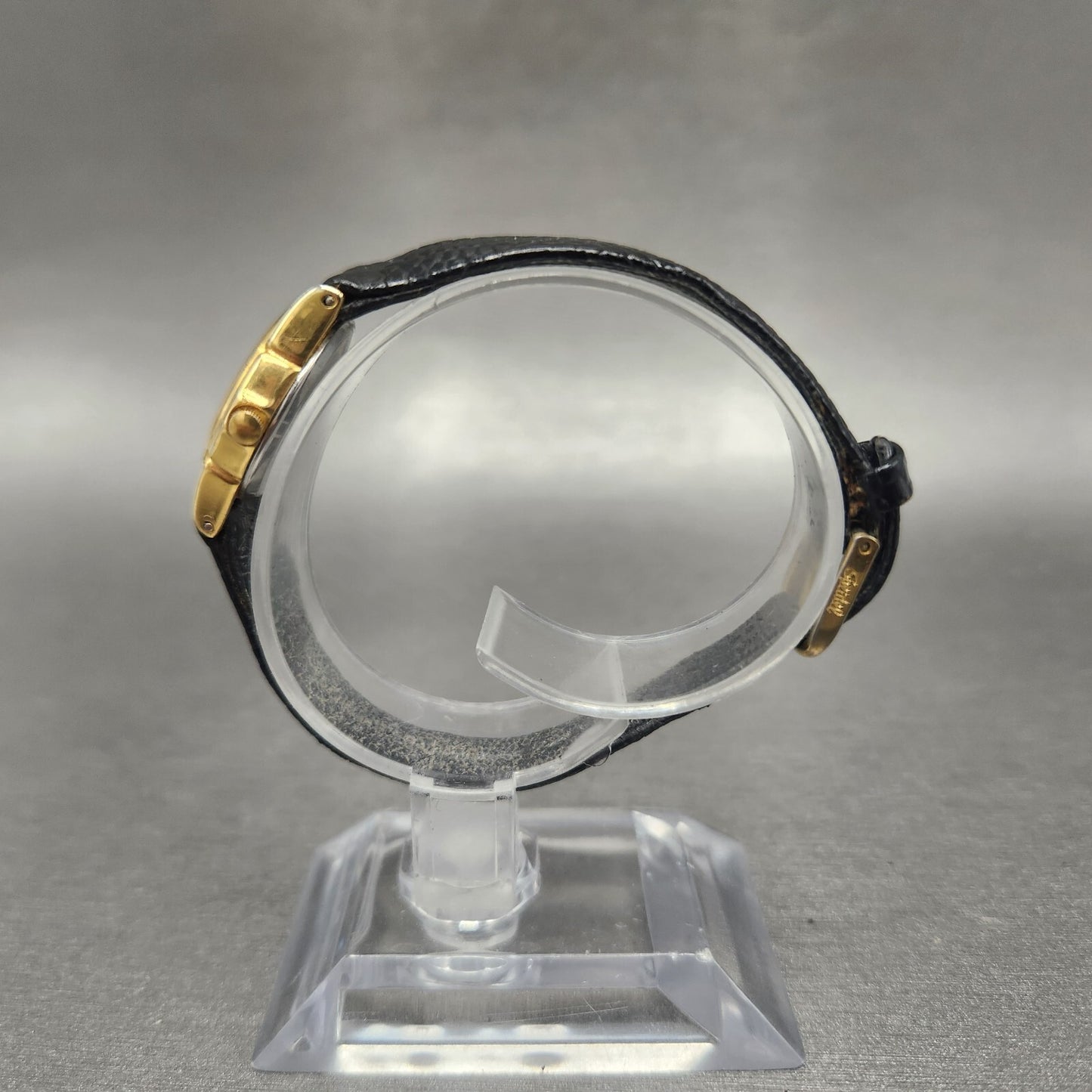 VTG Citizen CQ Watch Women 21mm Black Dial Gold Tone Round 3220-914864 New Batt