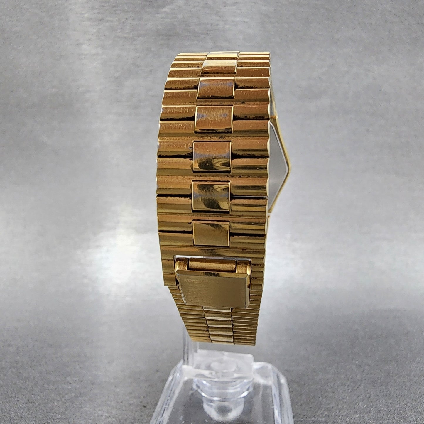 Seiko Lassale Watch Men 32mm Champagne Dial Gold Tone Date 7752-5019 New Battery