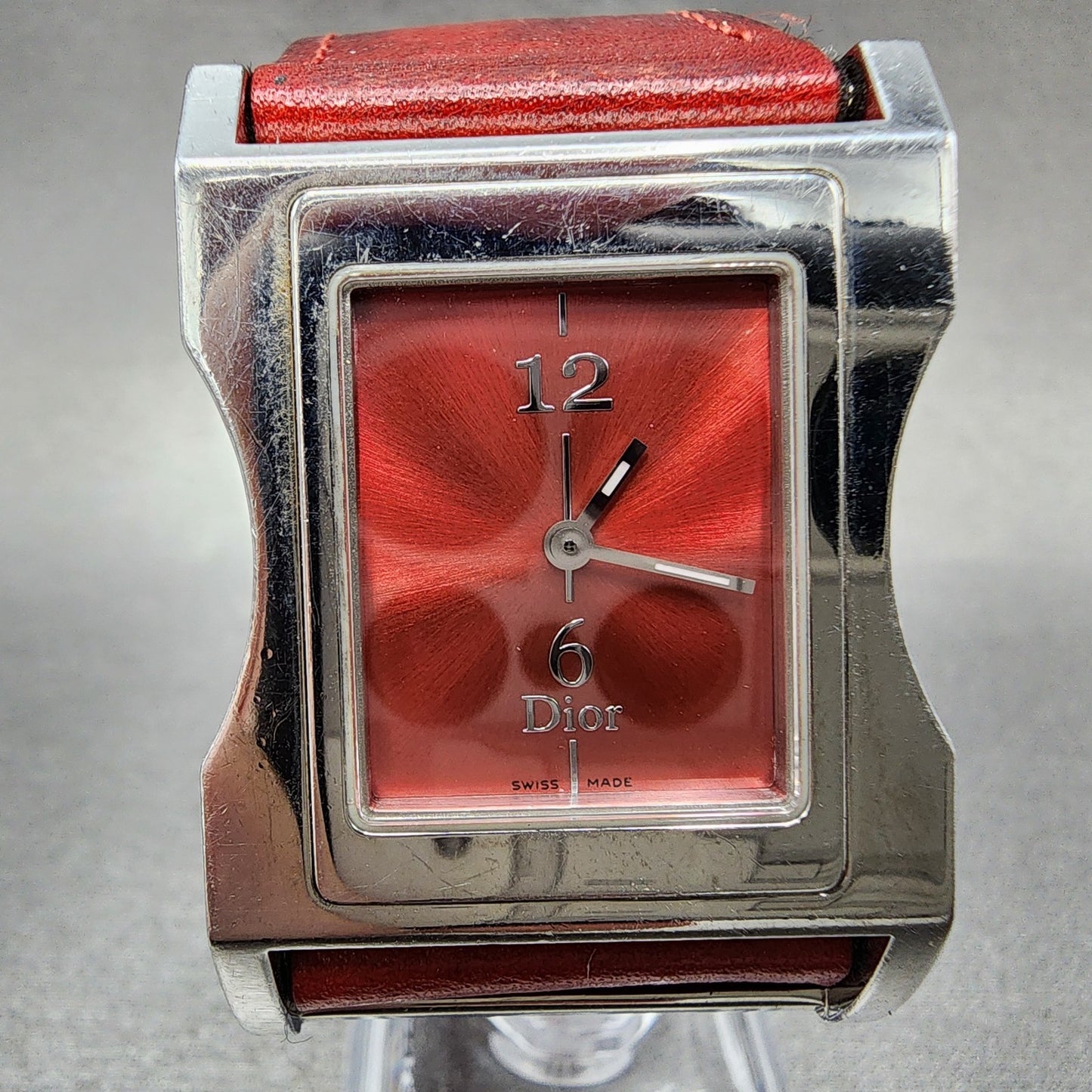 Christian Dior 47 Watch Women 30mm Red Dial Stainless Steel Swiss new Battery