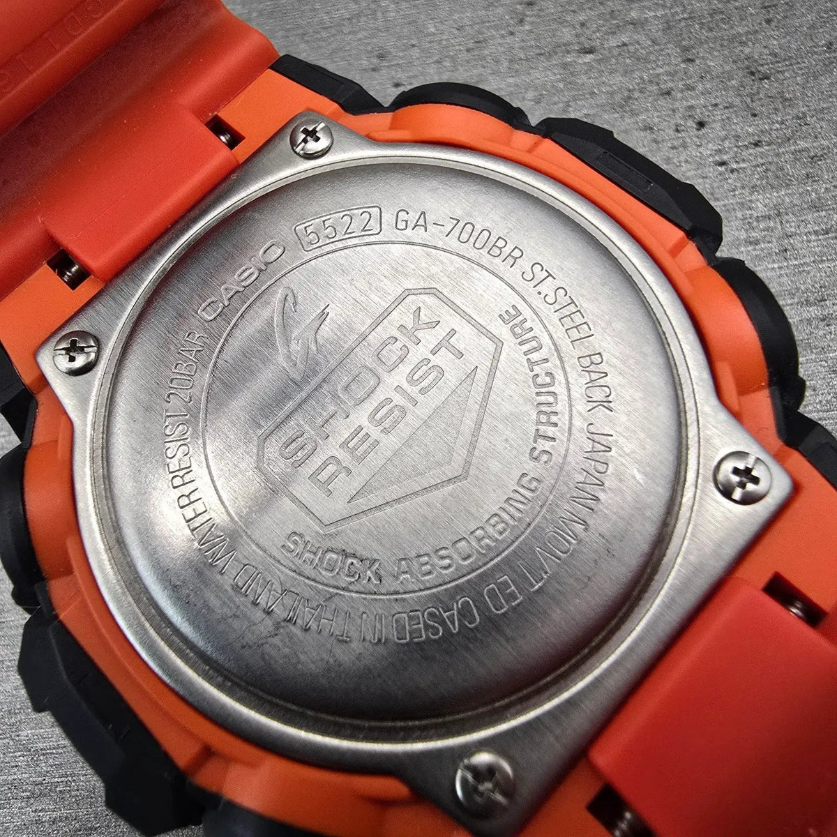 Casio G-Shock GA-700BR Watch Men 53mm Orange Dial Black Chrono Alarm New Battery10
