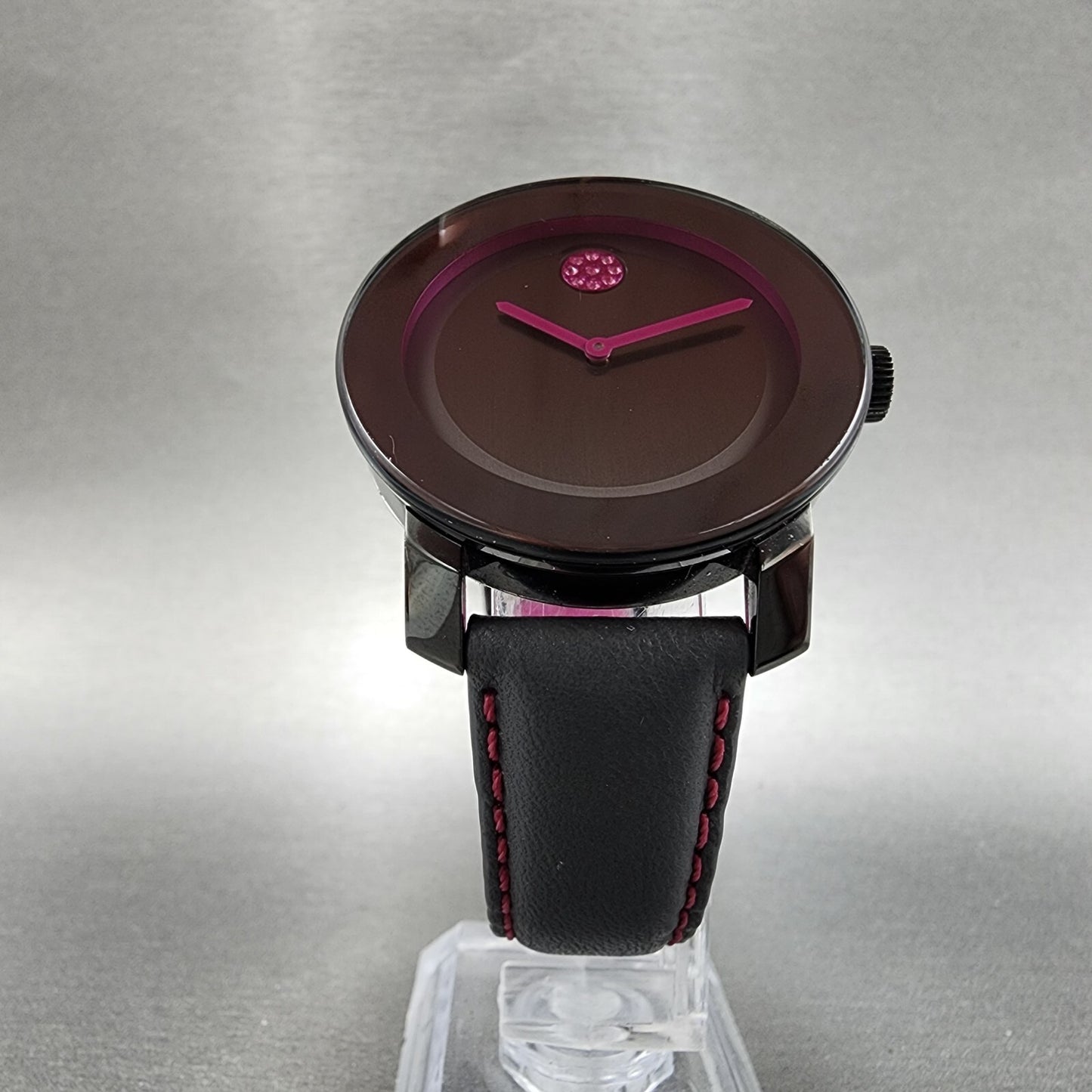 Movado Bold Watch Women 36mm Black Dial Black Case Breast Cancer ED New Battery