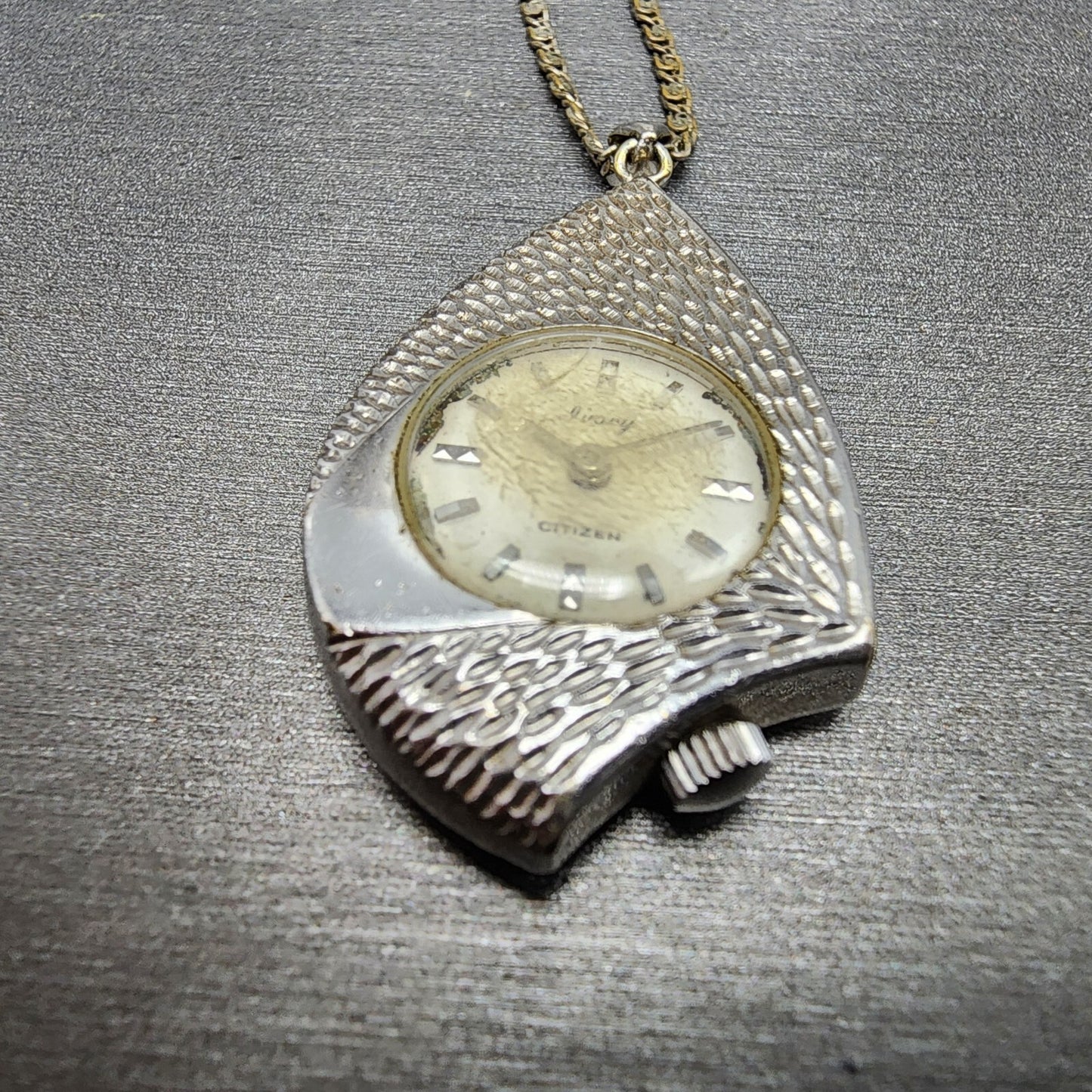 Citizen Ivory Pendent Watch Women White Dial Silver Tone Asymmetrical Manual Run