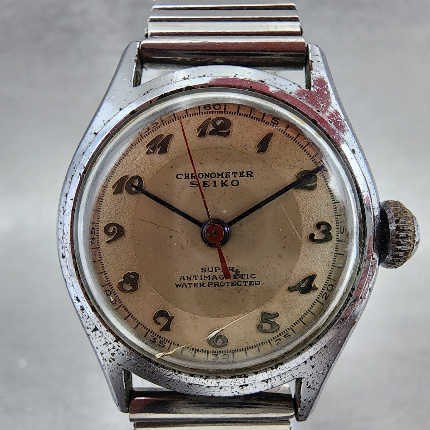 VTG Seiko Super Chronometer Watch Unisex 28mm Cream Dial Silver Tone Manual Wind