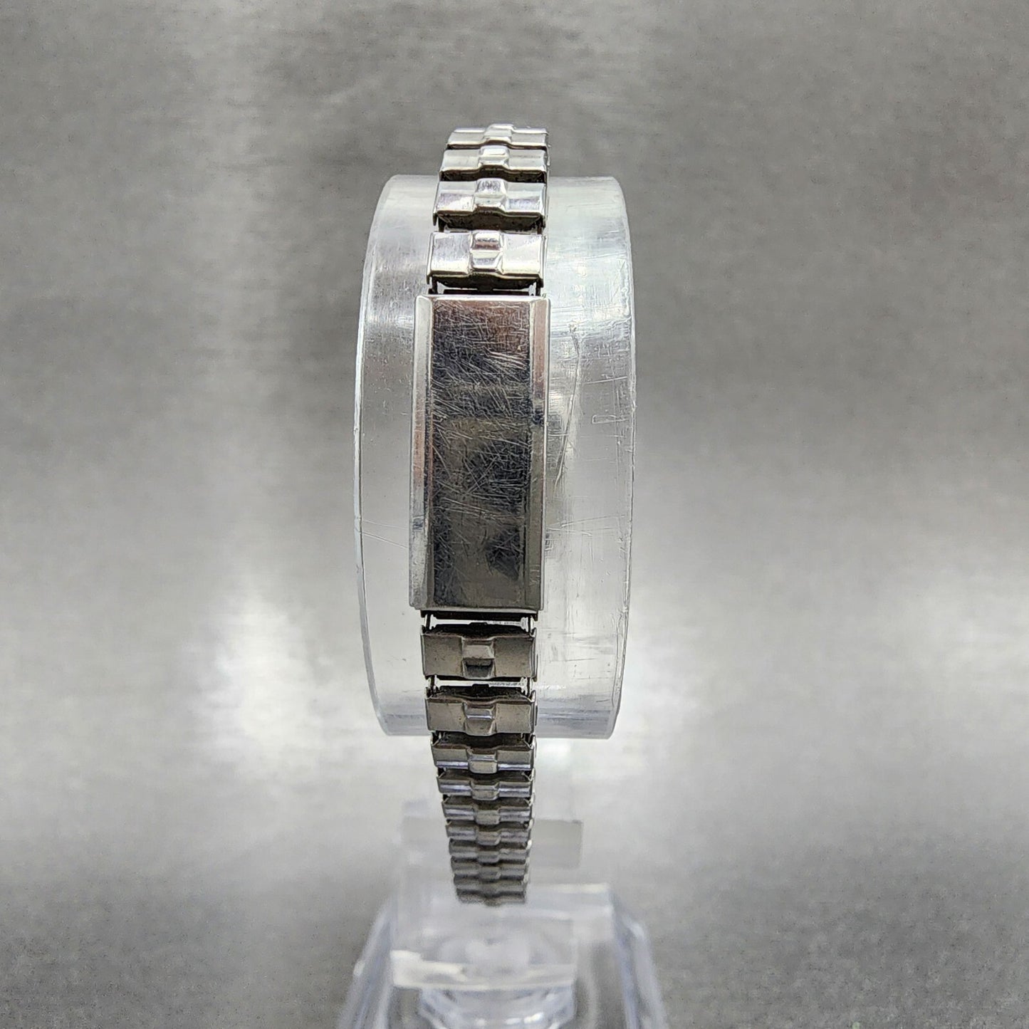 VTG Seiko Watch Women 15mm Blue Dial Silver Tone Manual Wind Rectangle Runs