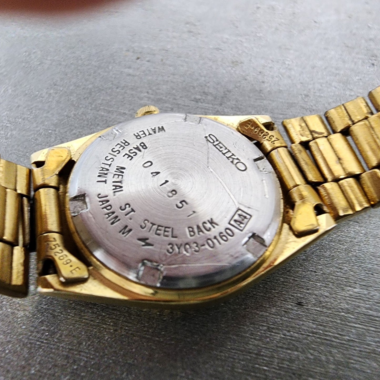 Seiko SQ Watch Women 24mm Gold Dial Gold Tone Daydate 24mm Round New Battery ABC