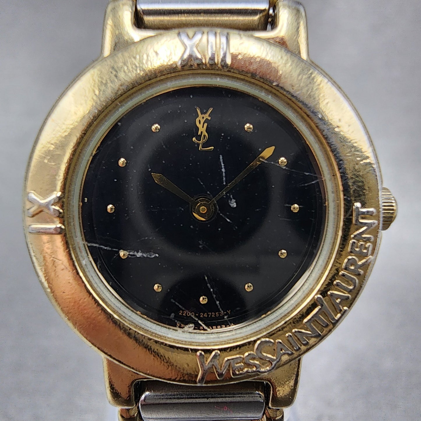 Yves Saint Laurent Watch Women 24mm Black Dial Two Tone Round 2200-229789 PARTS