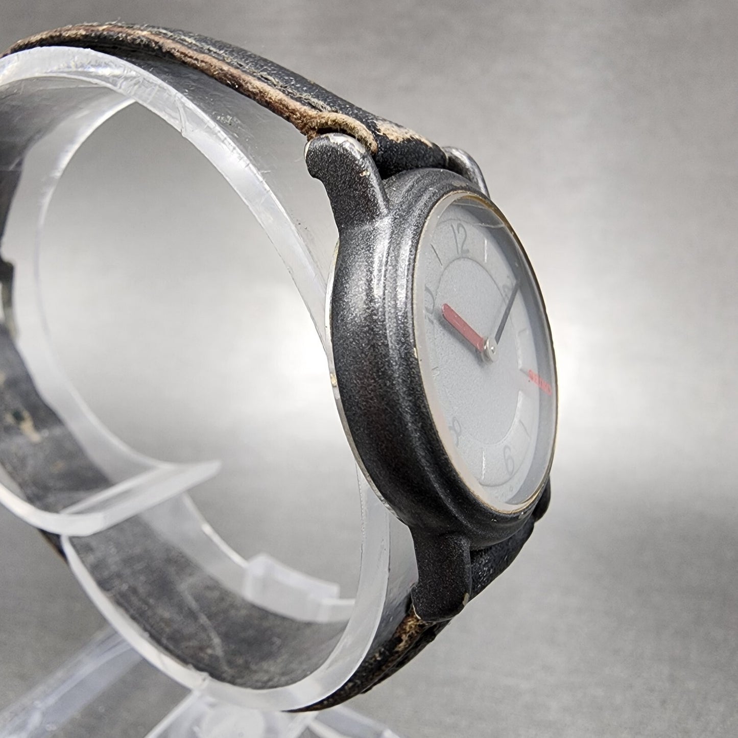 Seiko Watch Women 25mm Gray Dial Black Tone Round 2P20-0B39 New Battery VTG