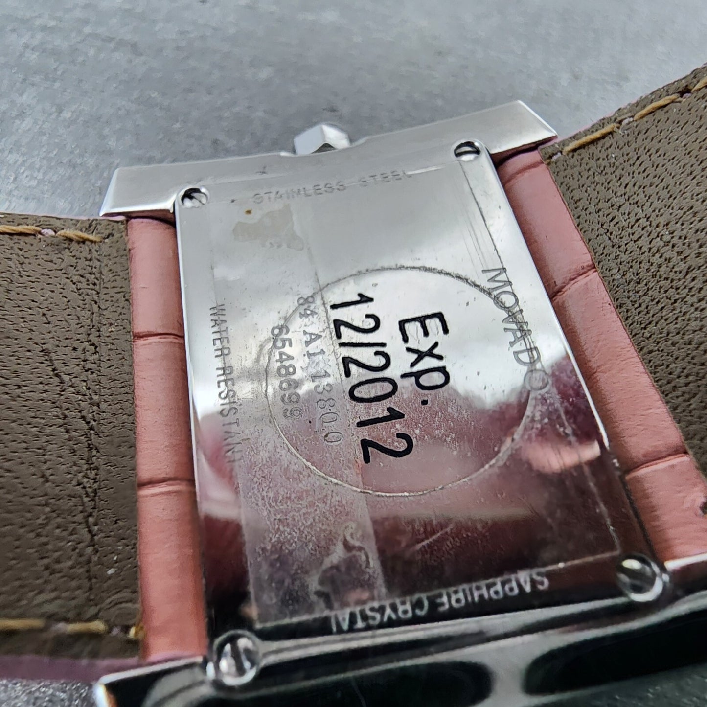 Movado Eliro Watch Women 32mm Pink Dial Silver Tone Rectangle New Battery