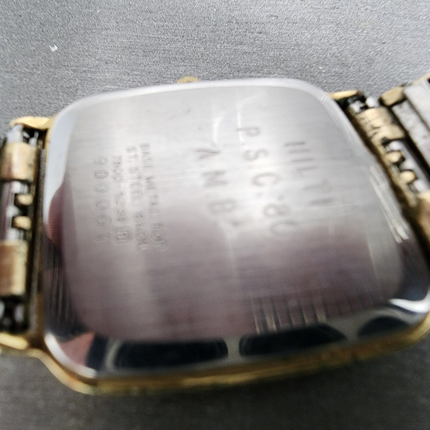 Seiko Watch Men 29mm Champagne Dial Gold Tone Square 7800-5239 New Battery