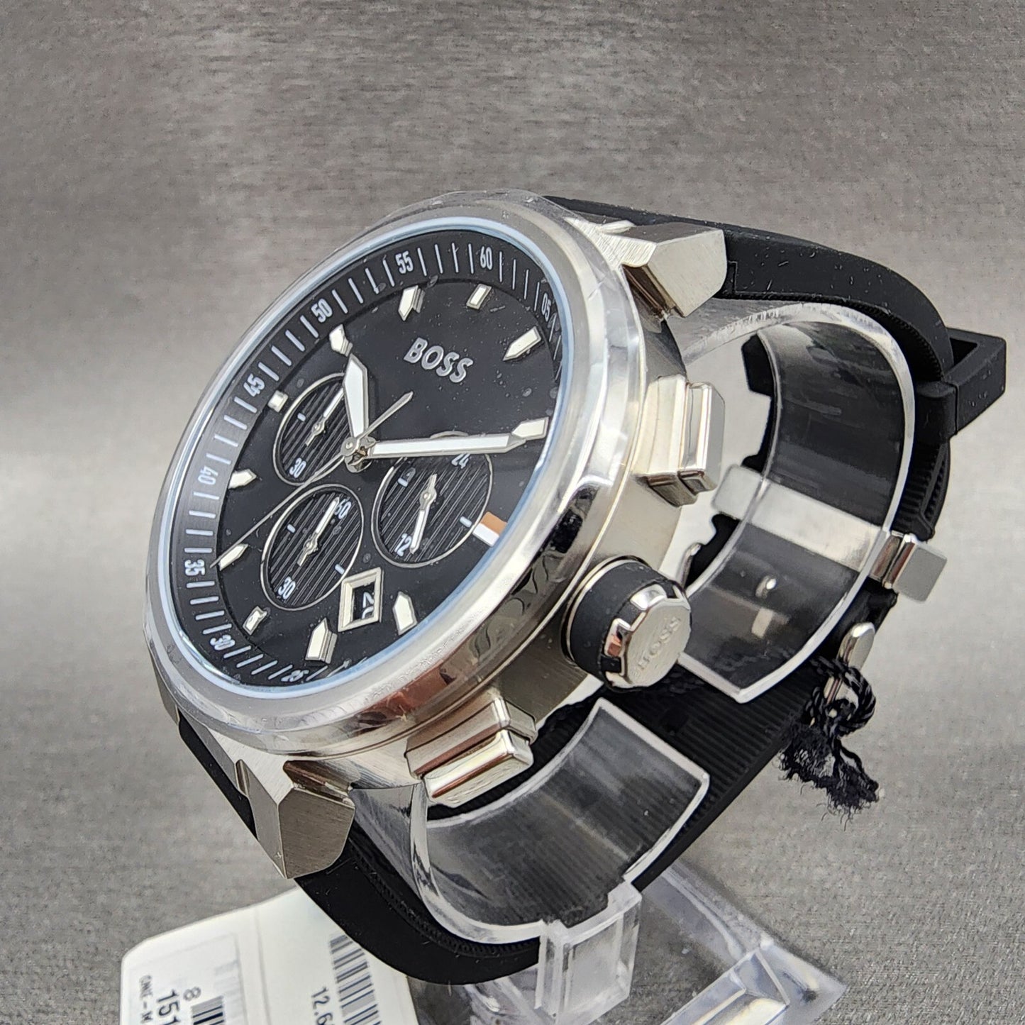 Hugo Boss Chronograph Watch Men 44mm Black Dial Steel Date Round 1513997
