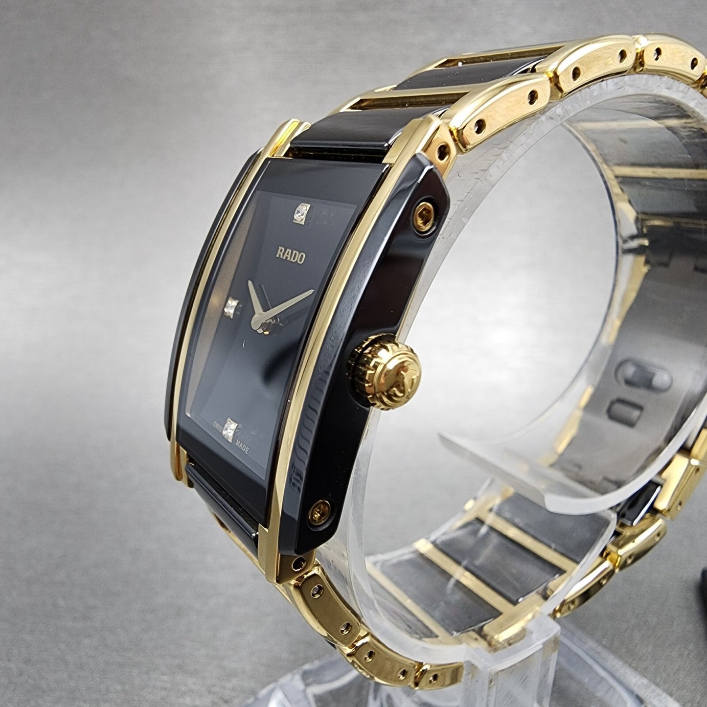 Rado Integral Watch Women 23mm Black Dial Two Tone Ceramic Diamond R20845712