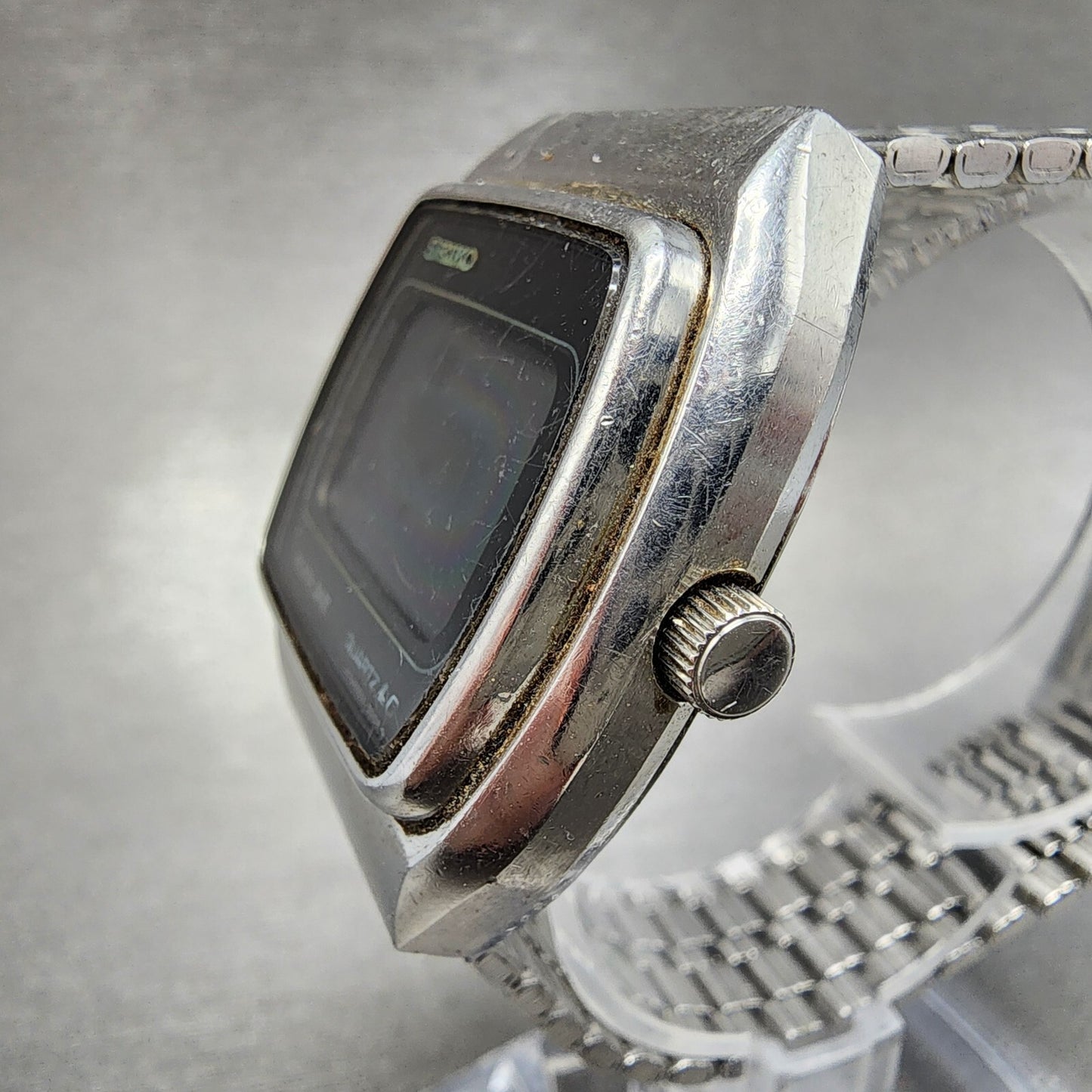 Seiko Digital Watch Men 37mm LCD Month Date Rectangle 0532-5019 PARTS
