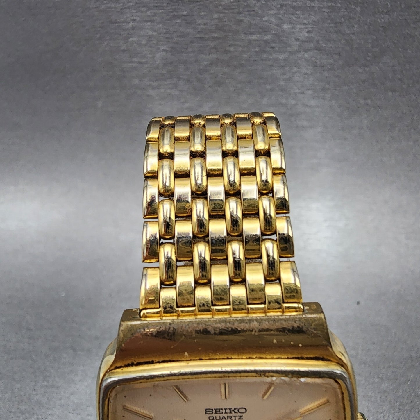 Seiko SQ Watch Men 32mm Cream Dial Gold Tone Daydate Rectangle 2633-5030 PARTS