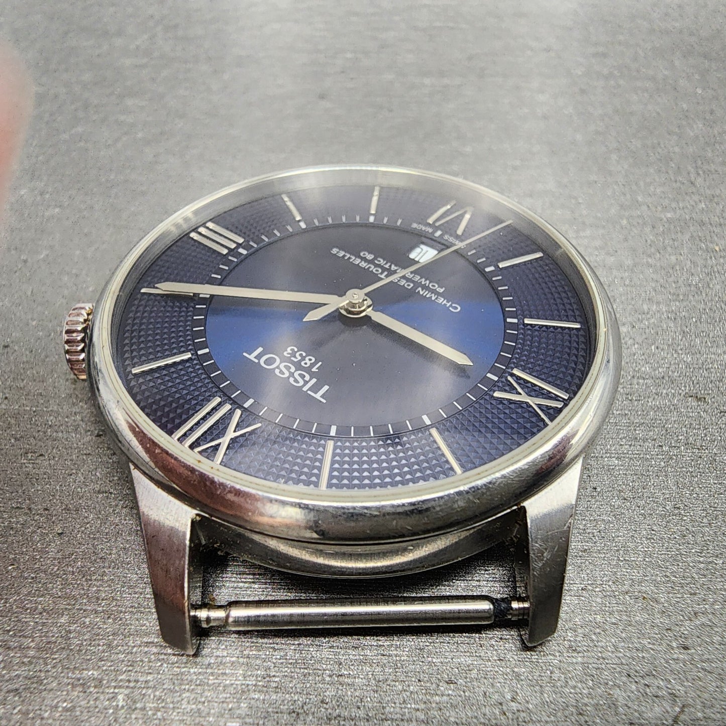 Tissot Chemin Des Tourelles Powermatic 80 Watch Men Blue Dial Steel Date READ!!