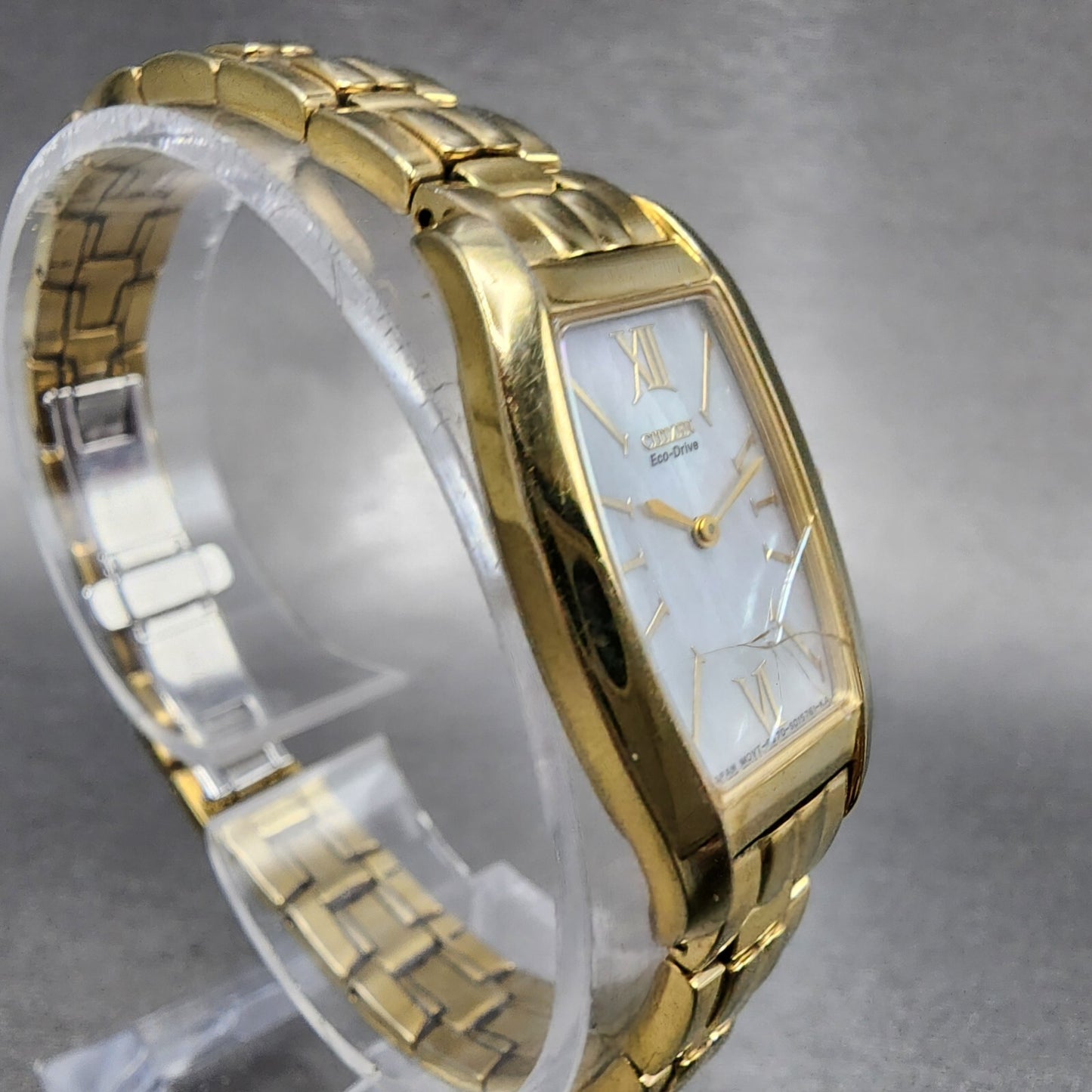 Citizen Eco-Drive Stiletto Watch Women 18mm MOP Dial Gold Tone G670-S008433 Runs