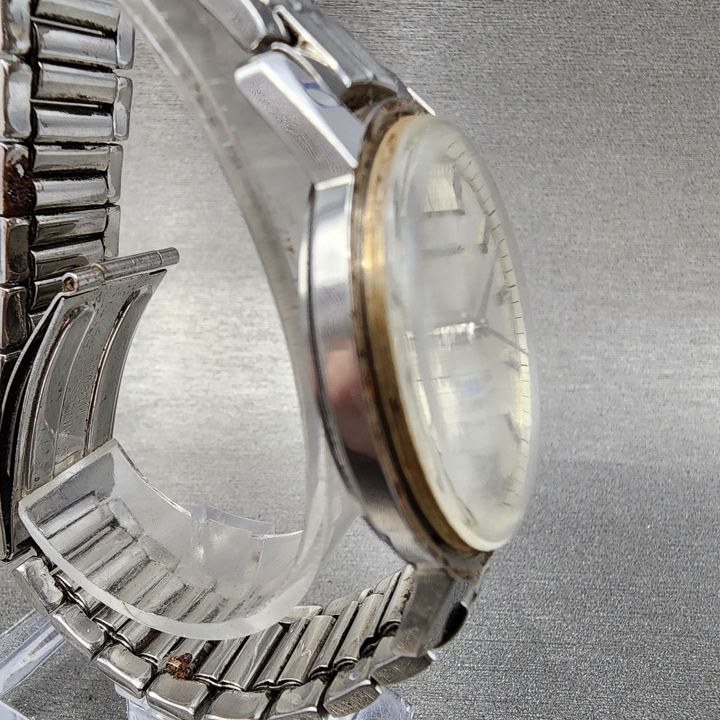 Seiko Seikomatic Watch Men 36mm Silver Dial Silver Tone J13044 Runs READ!!!